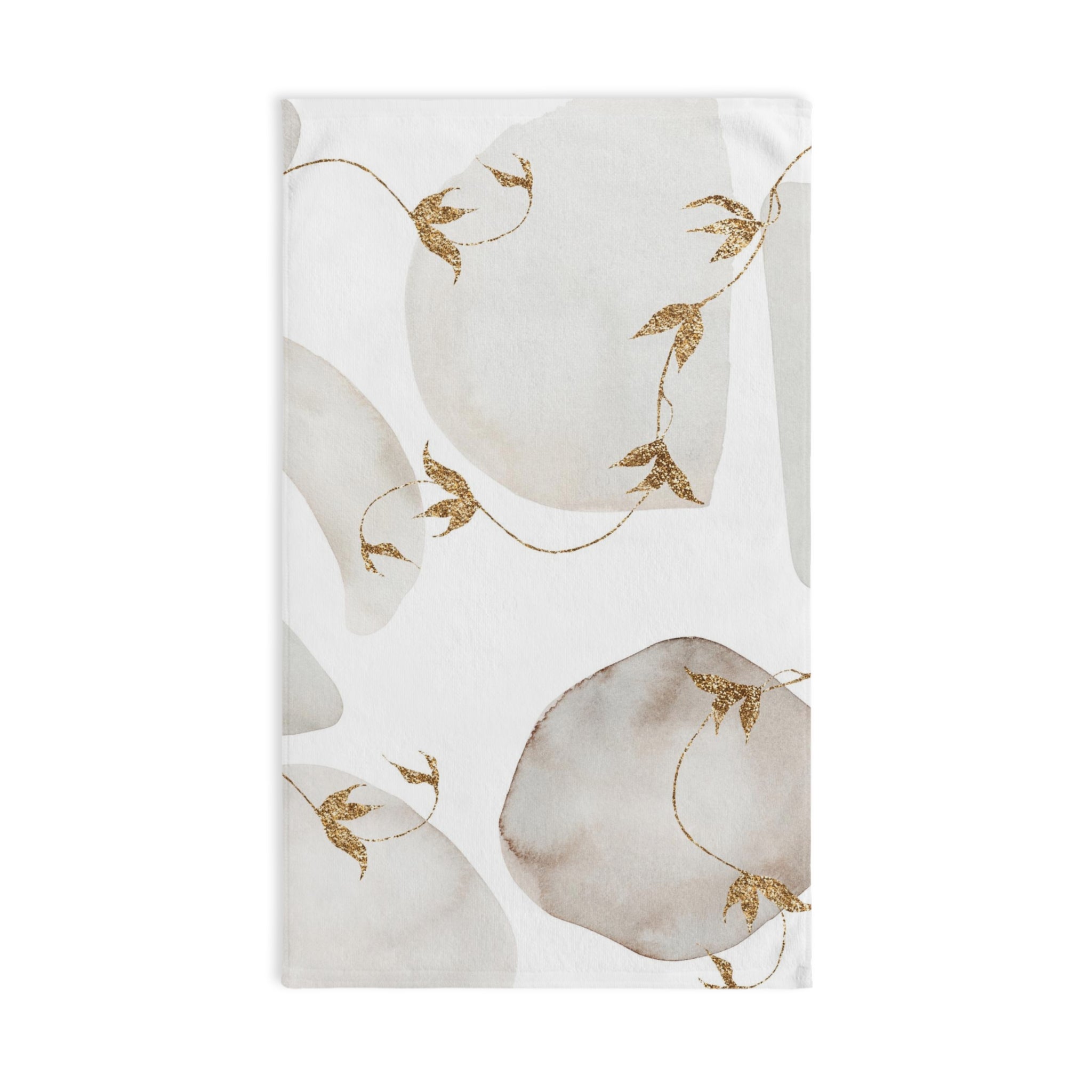 Abstract Kitchen, Bath Hand Towel | Watercolor Beige Floral, White