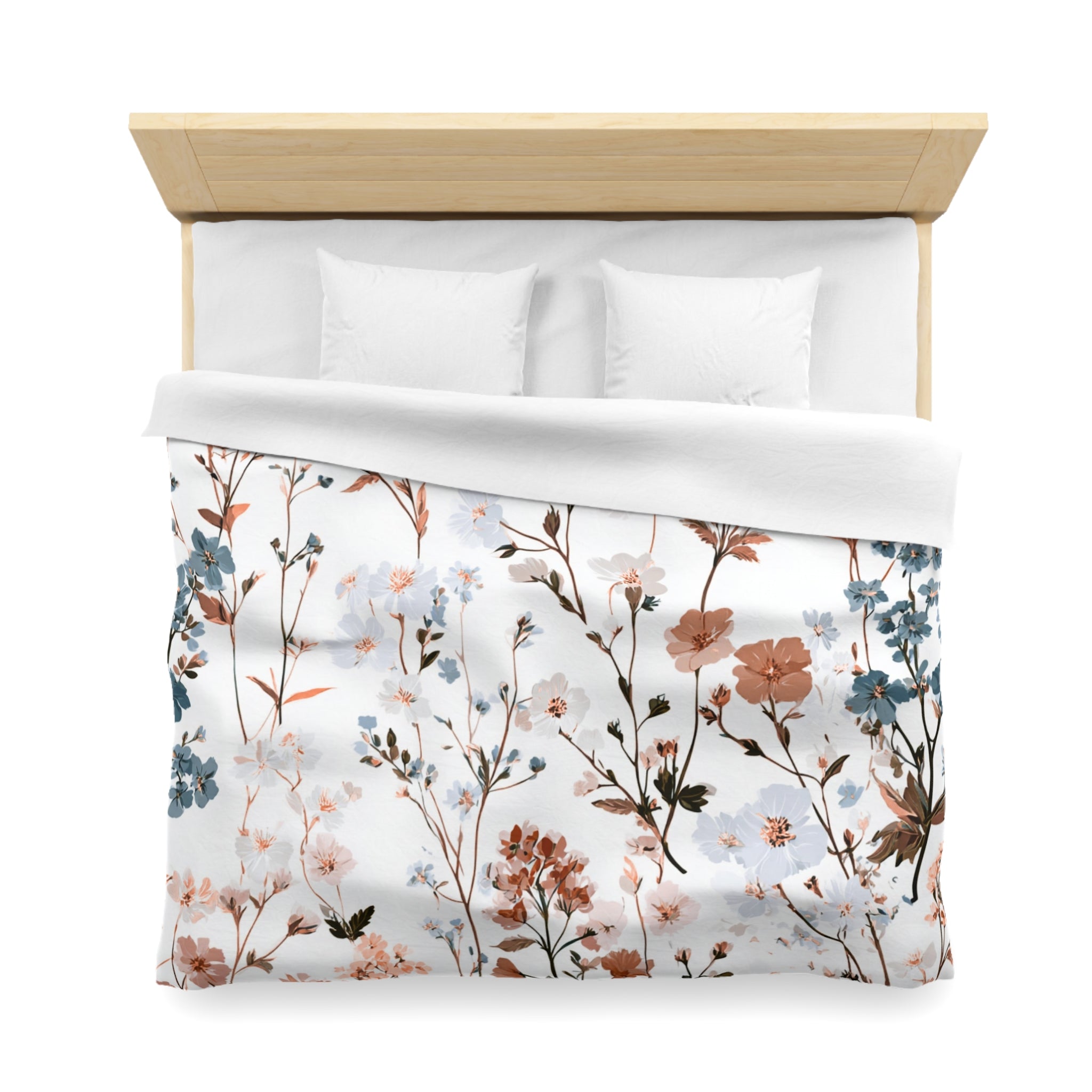 Floral Modern Duvet, Pillow Cover | White Beige Bedroom Decor