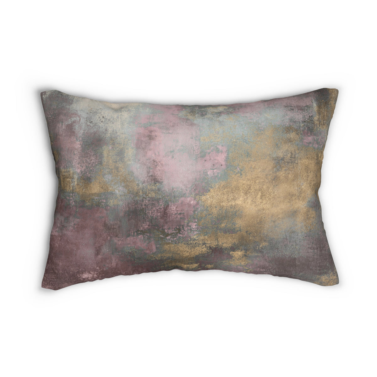 Dusty Rose Charcoal and Muted Gold Abstract Lumbar Pillow