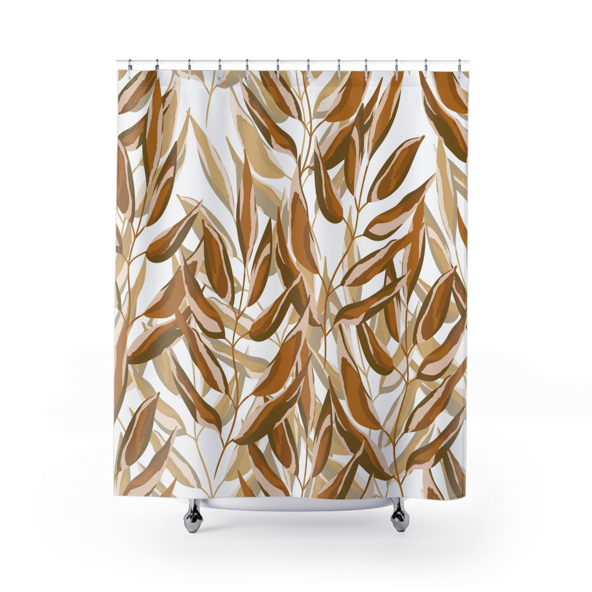 Amber Mustard Willow Leaf Shower Curtain, Bath Curtain 71x74