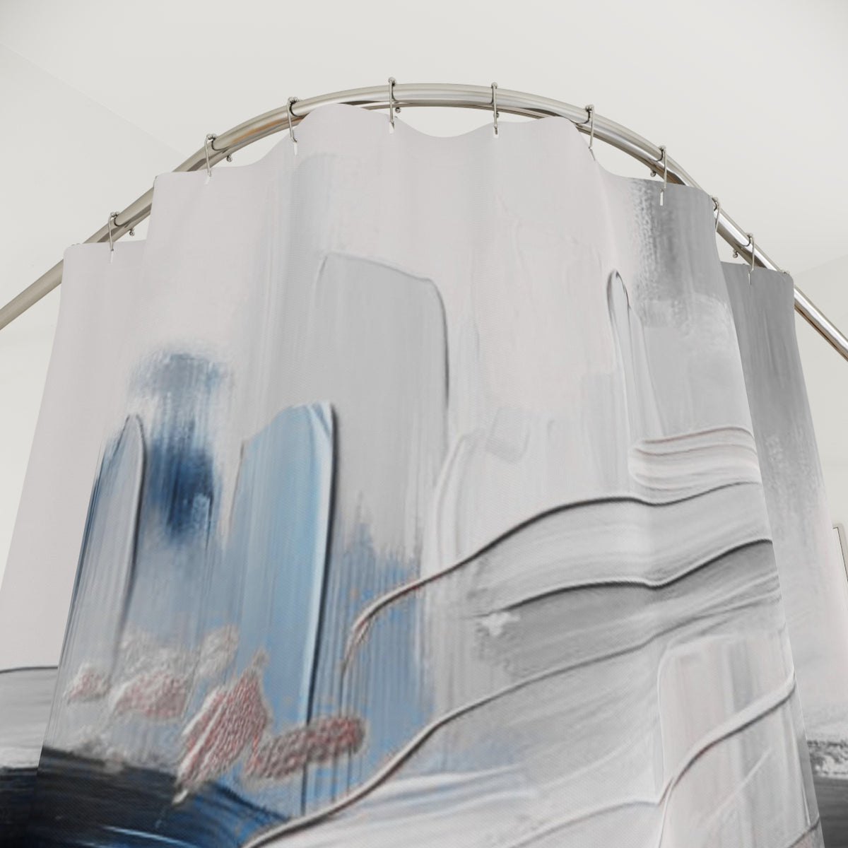 abstract art with a mix of blue and white colors, creating a dynamic and visually striking composition.