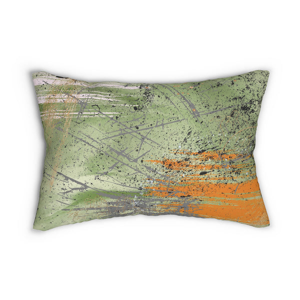 Abstract Lumbar Pillow | Sage Green, Orange Gray