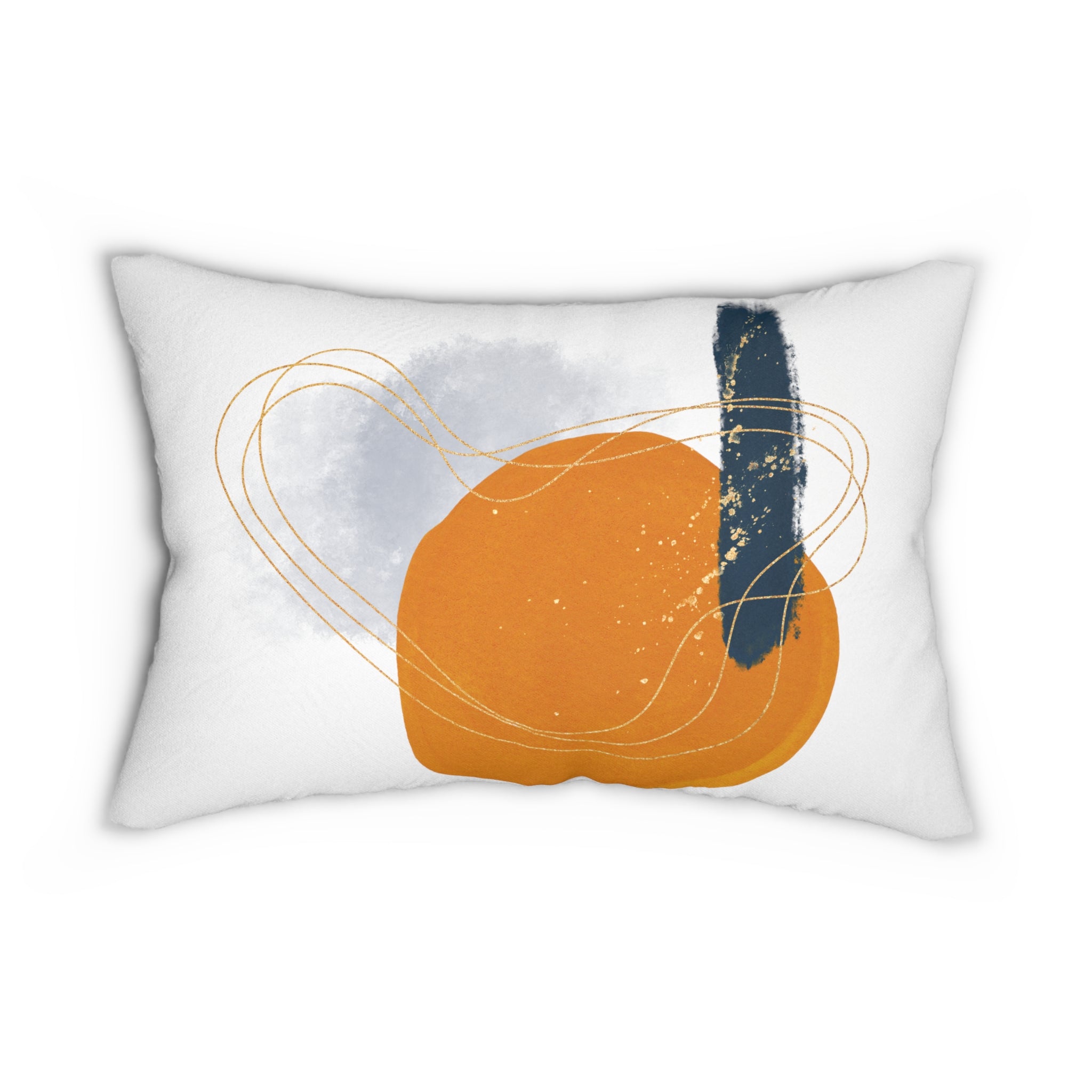 Abstract Lumbar Pillow | White Navy Blue Burnt Orange