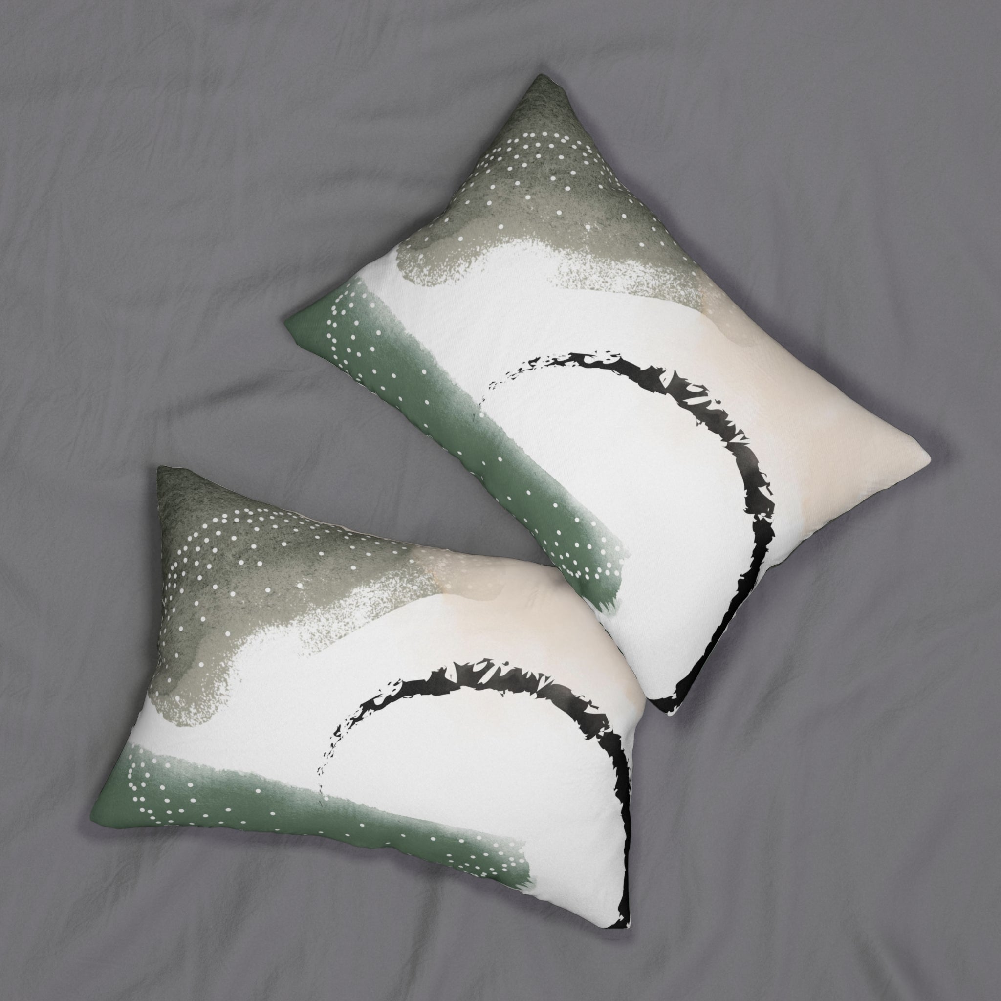 Abstract Lumbar Pillow | Sage Green White Black