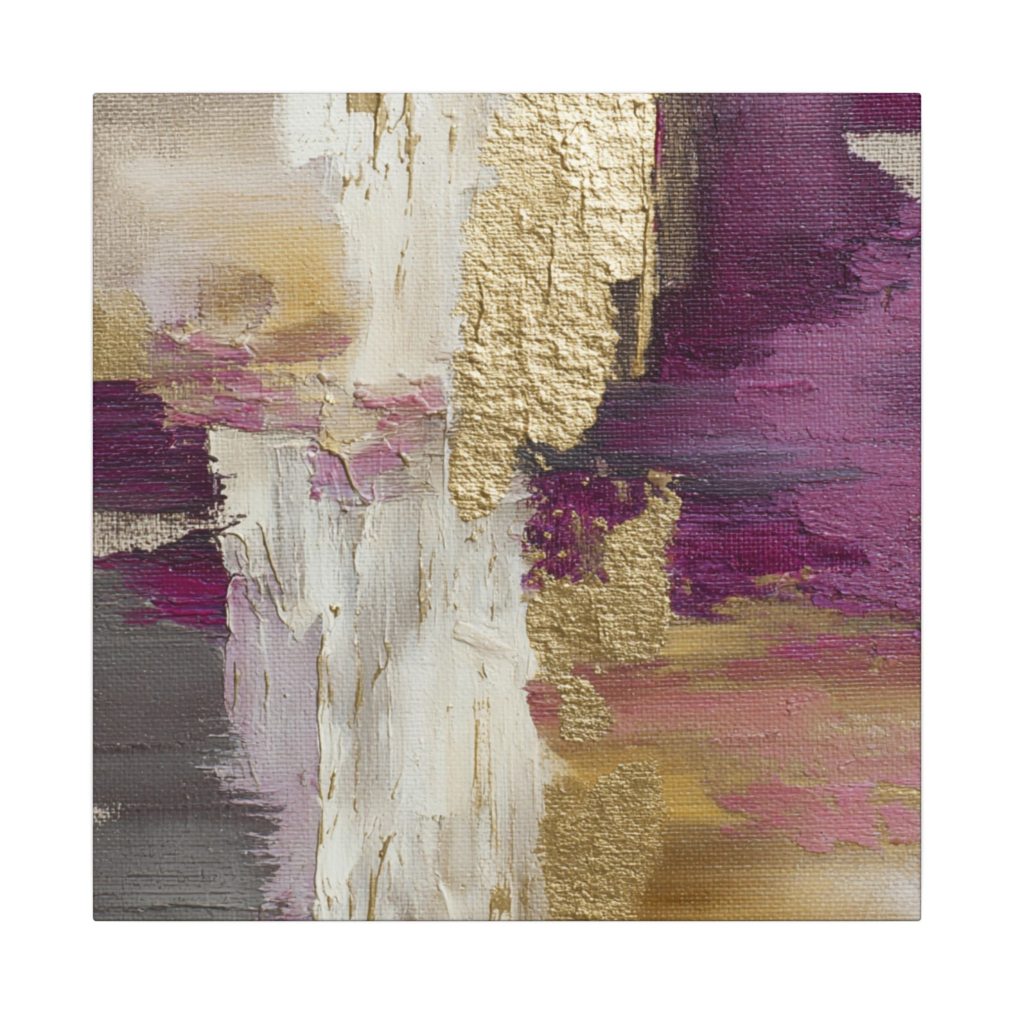 Purple & Muted Gold Abstract Canvas Wall Art – Modern Luxe Minimalist Painting Print