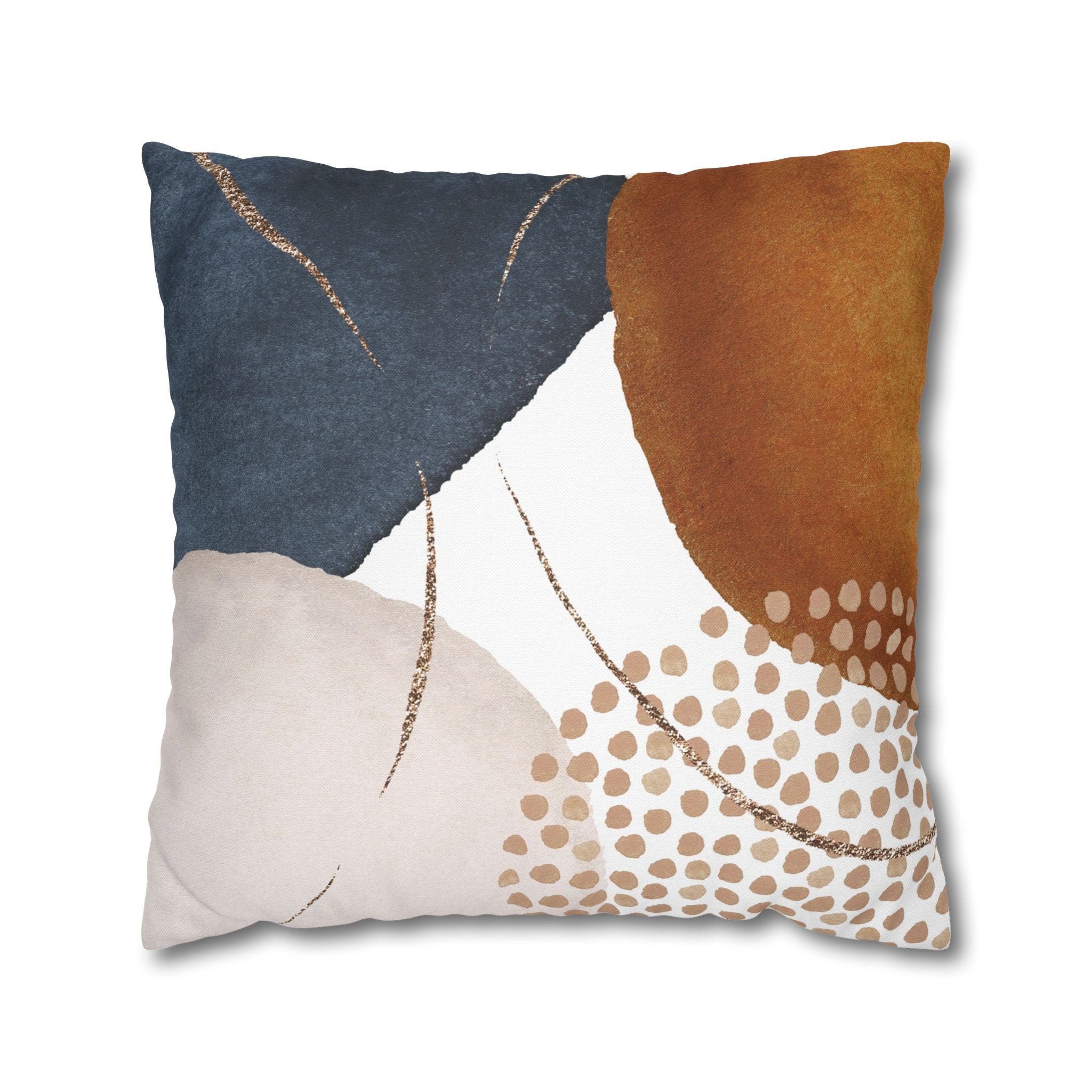 Abstract Pillow Cover | Earthy Neutral Blue Burnt Orange Beige Watercolor Pillowcase