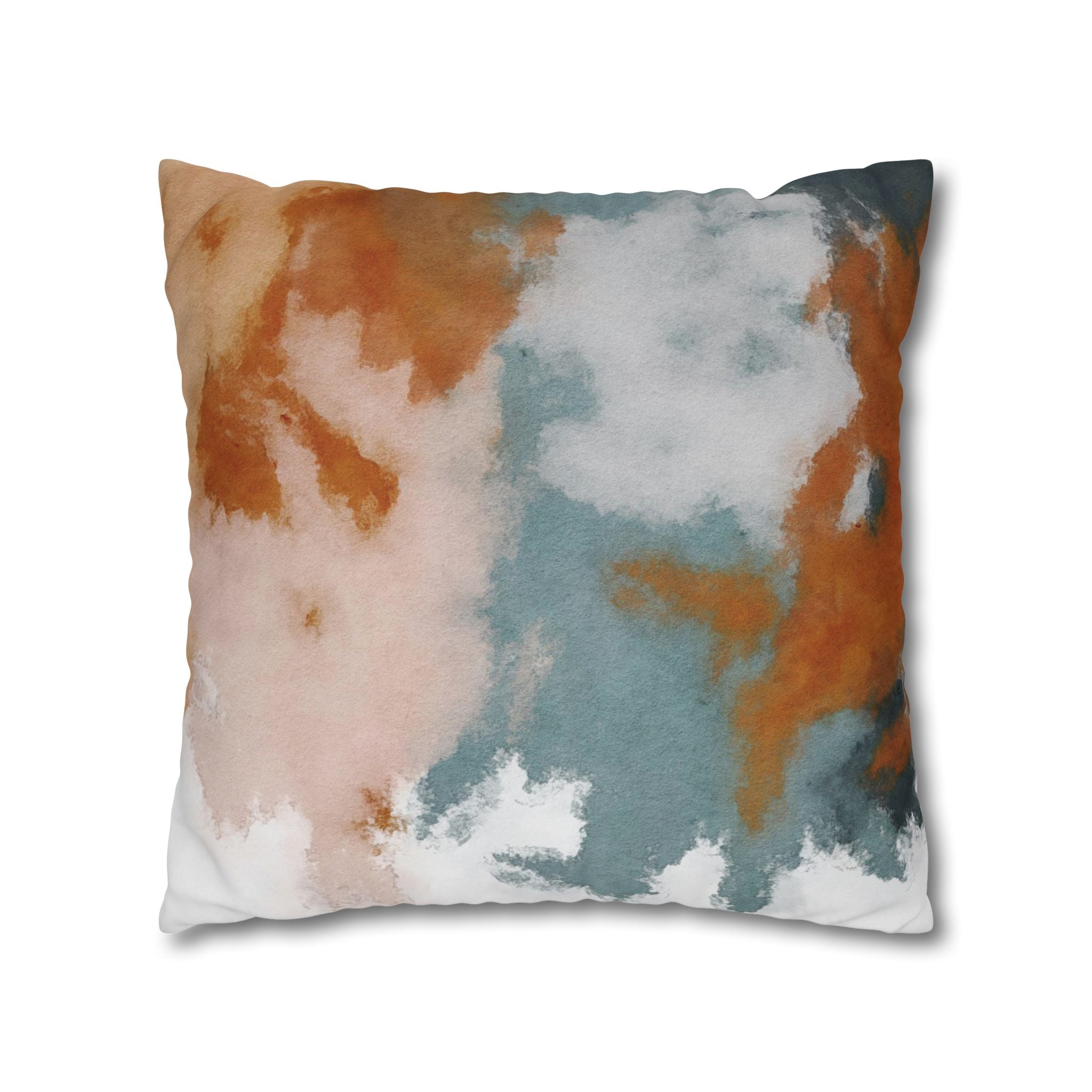 Square Poly Canvas Pillowcase | Muted Rust Blue blush