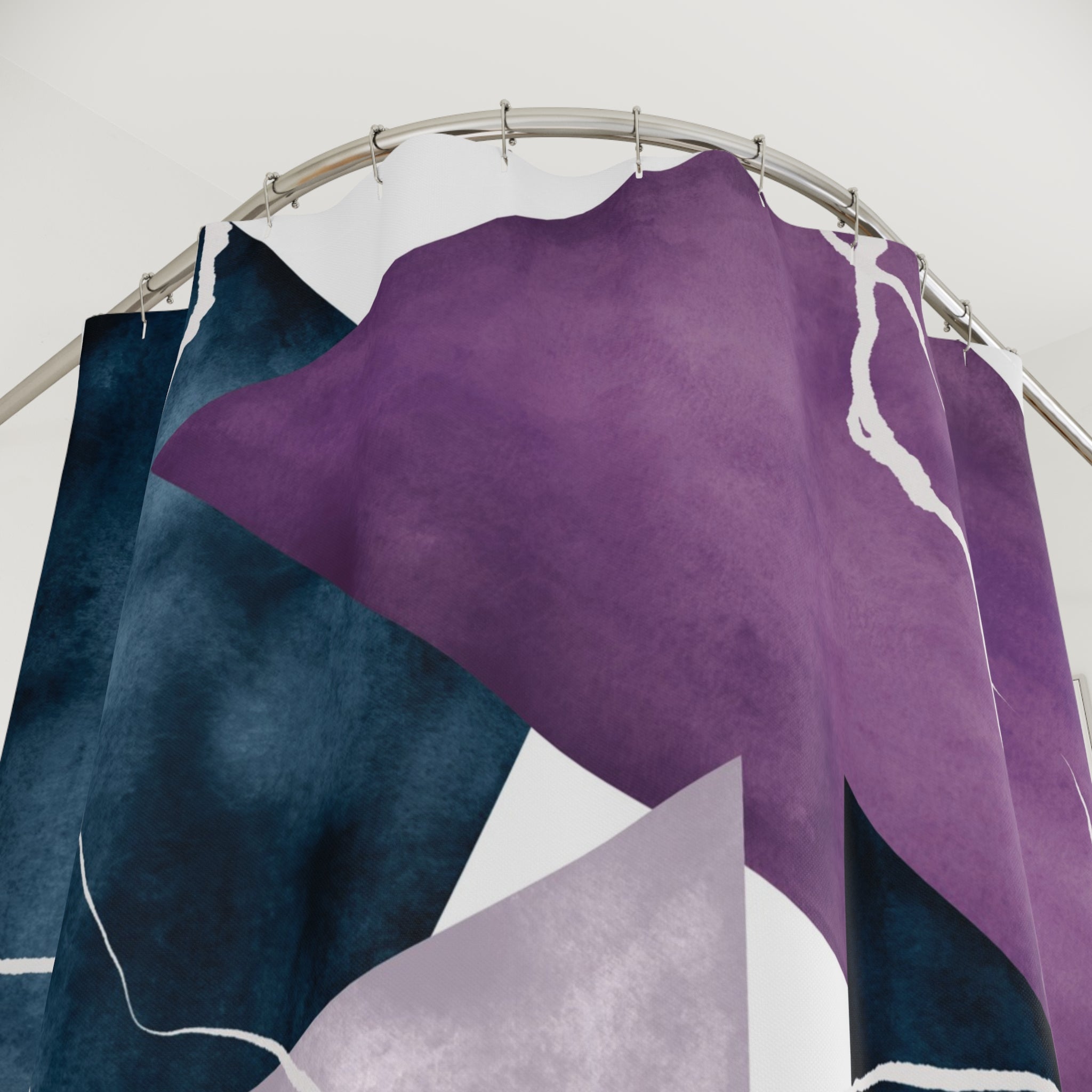 Abstract Shower Curtain | Navy Blue, Lilac Lavender Purple