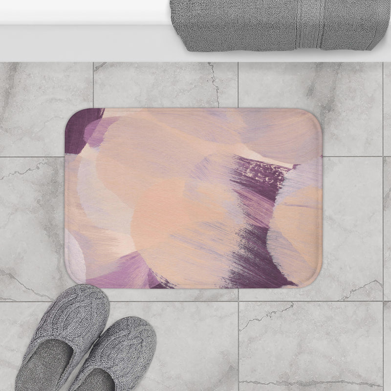 Abstract Bath Mat, Kitchen Mat | Beige Purple