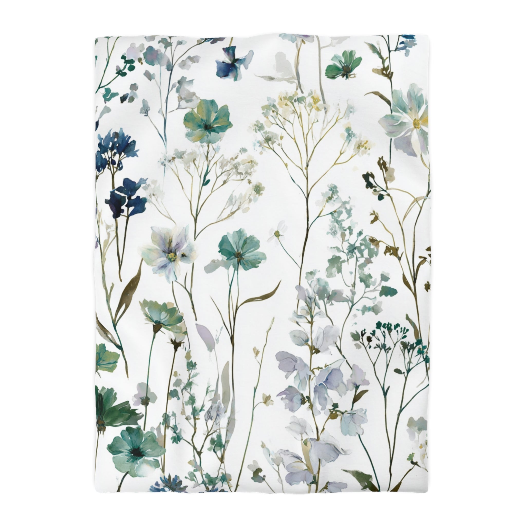 Floral Modern Duvet, Pillow Cover | White Green Bedroom Decor