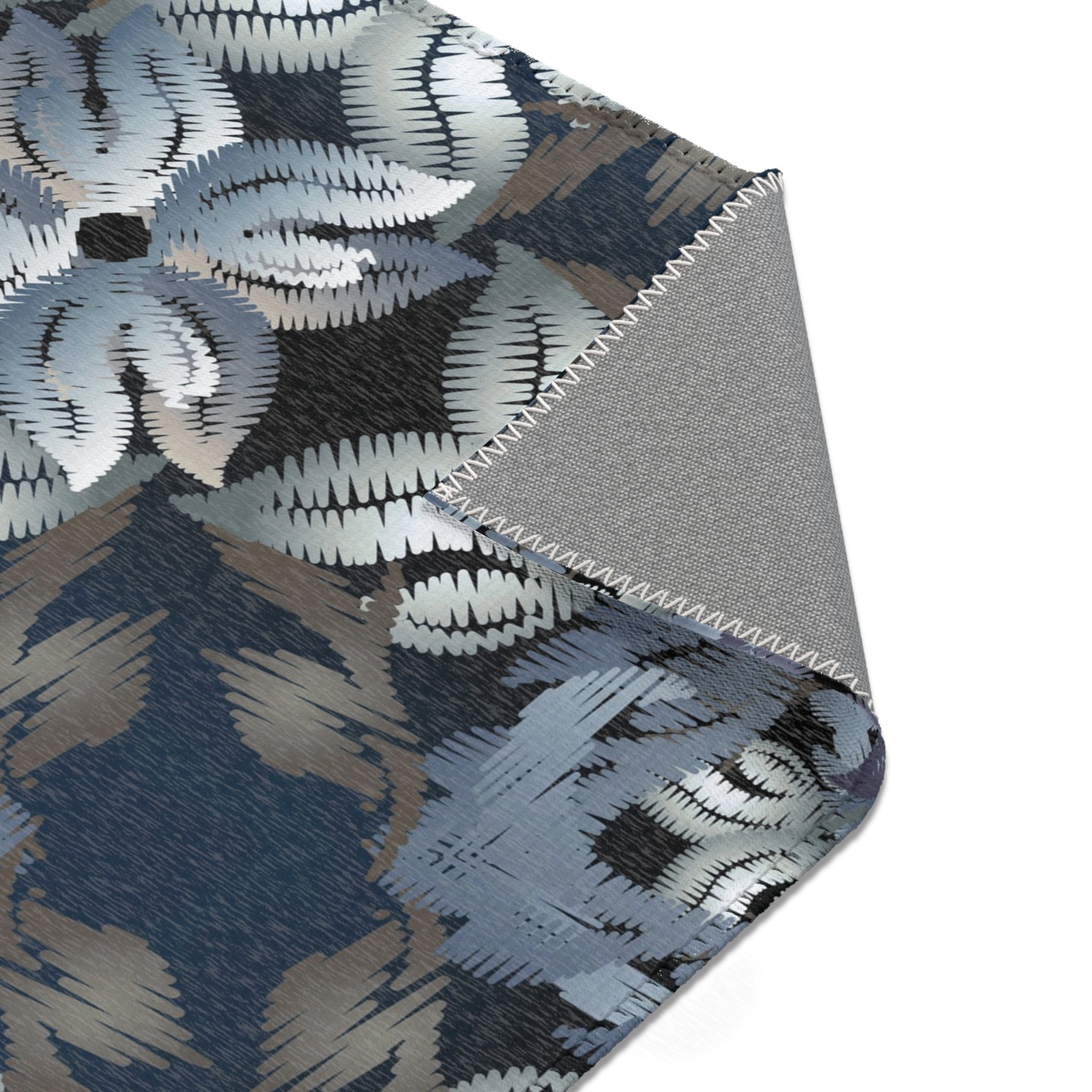 Abstract Area Rug | Moroccan Navy Blue, Silver Taupe Watercolor Artsy Rug
