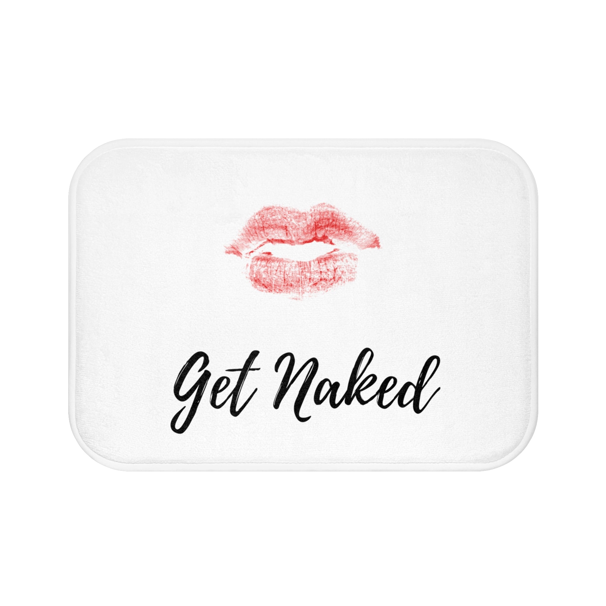 Get Naked Bath Mat | Red Lips, White Black Bathroom Rug