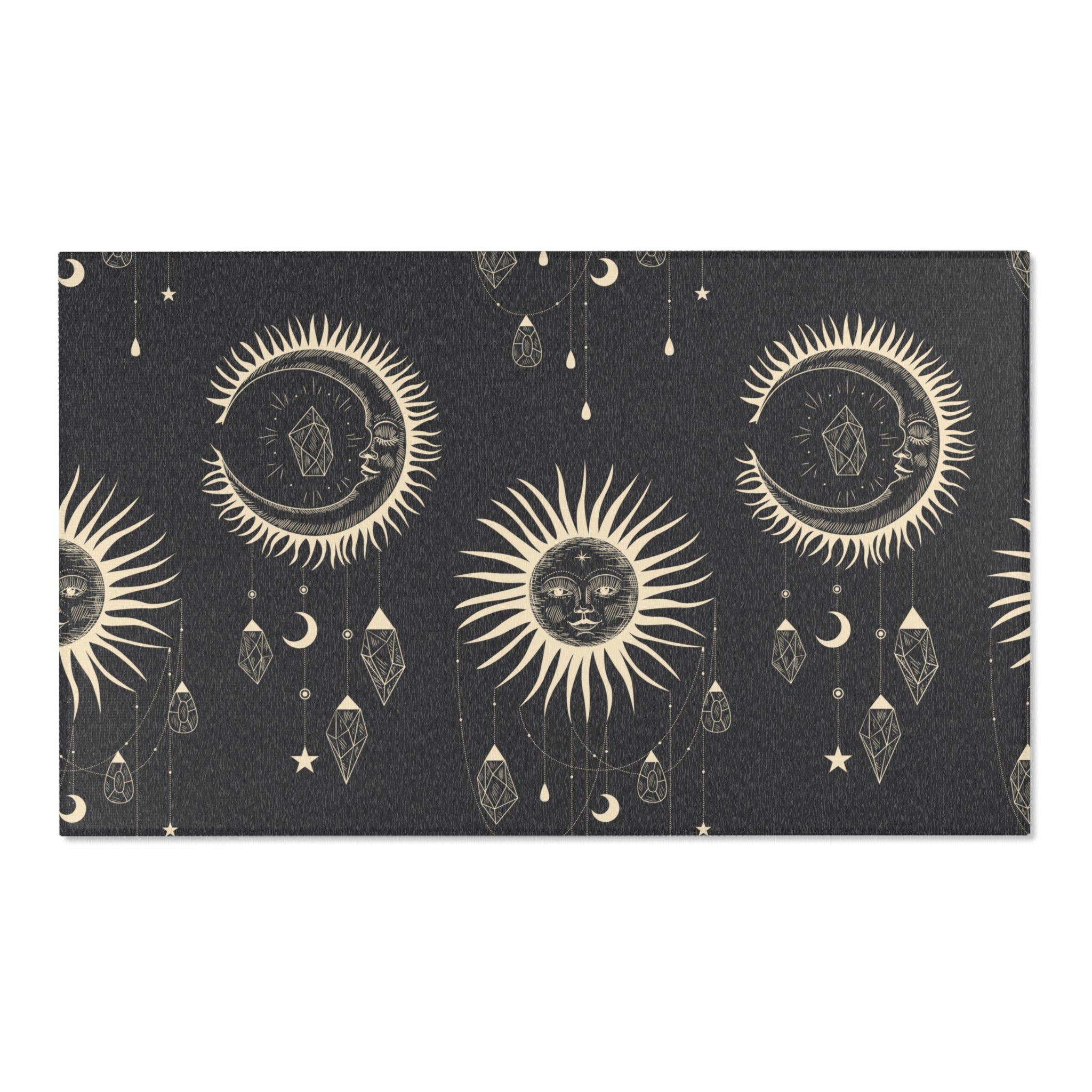 Boho Area Rug | Bohemian Sun Black Rug