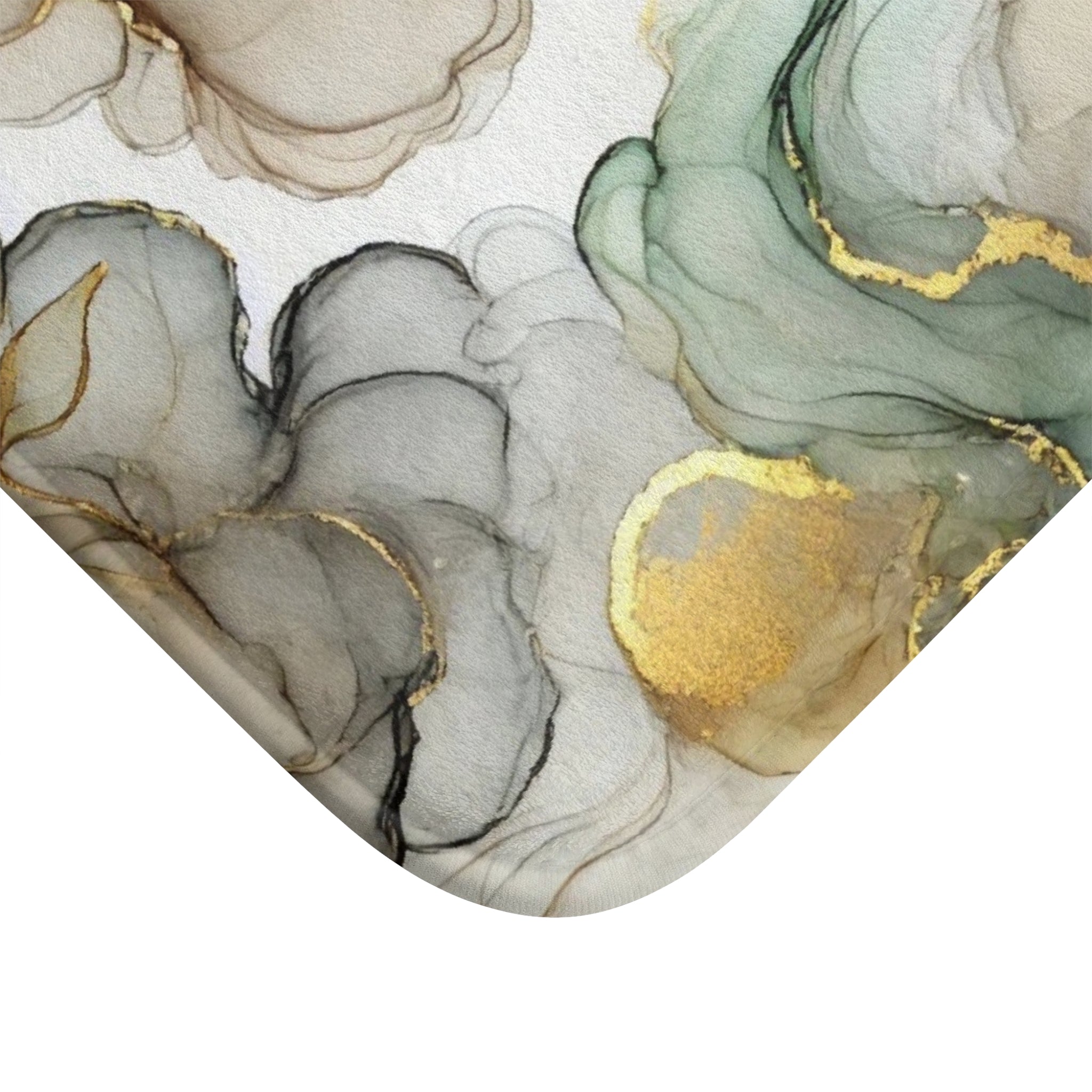 Abstract Bath Mat | Beige Green Watercolor Kitchen Mat