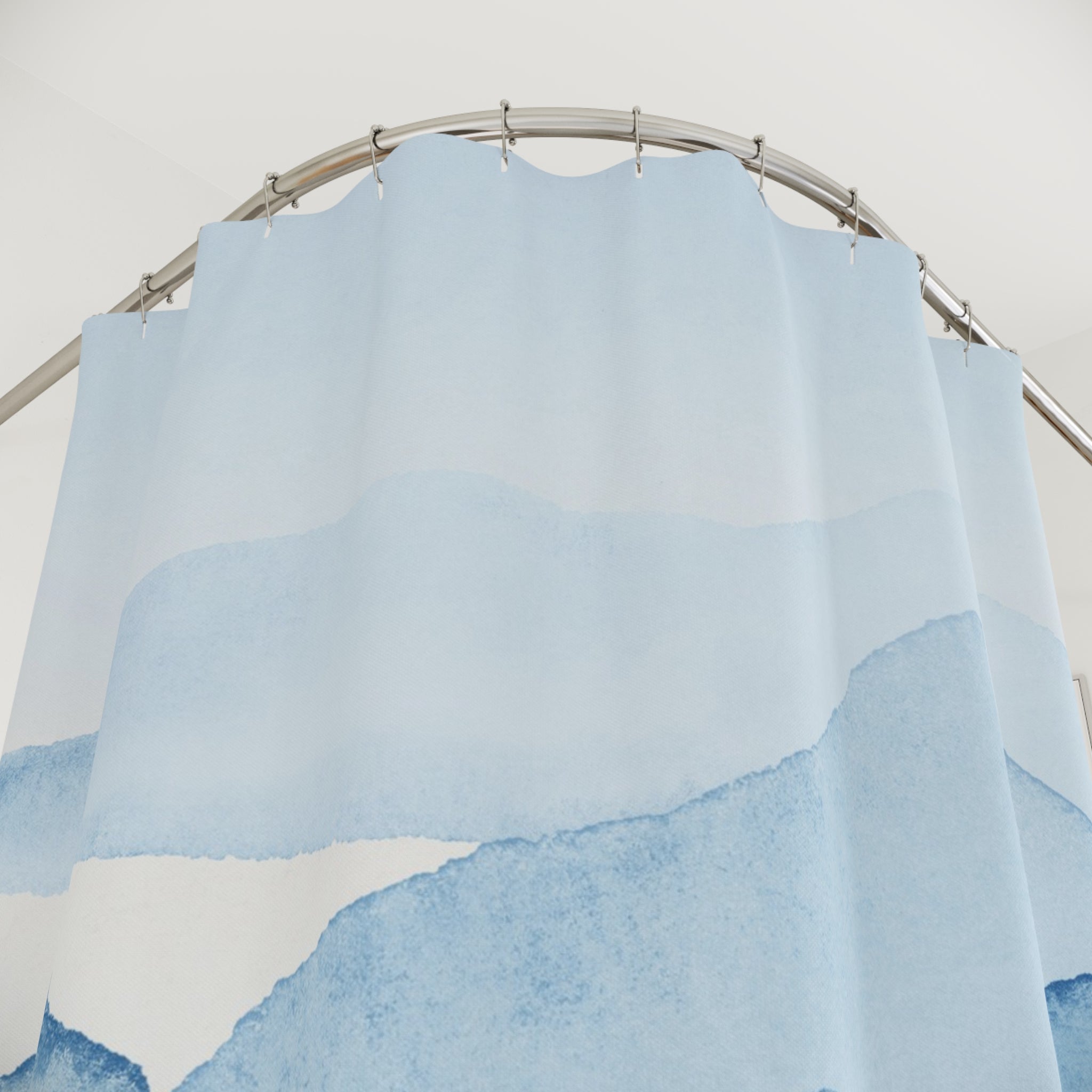 Abstract Watercolor Shower Curtain | Sky Blue Landscape Bathroom Decor