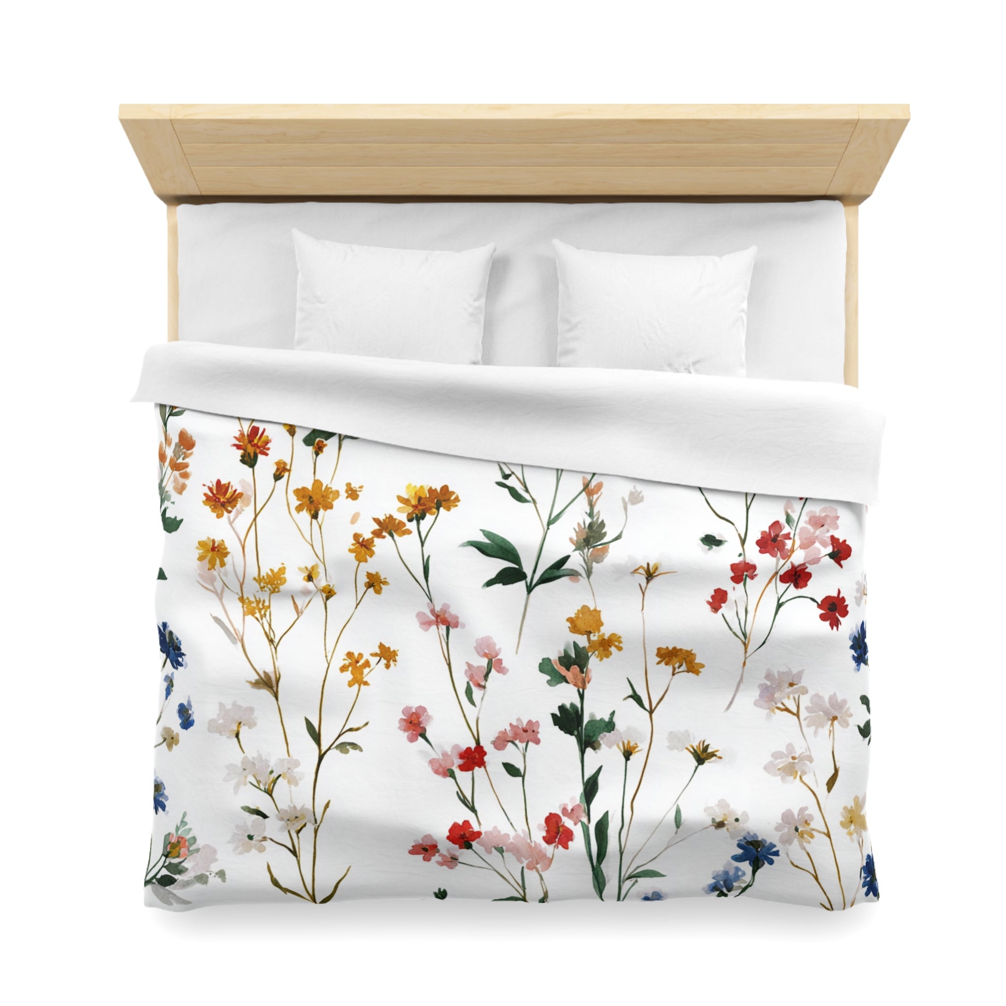 Floral Modern Duvet, Pillow Cover | White Pink Bedroom Decor