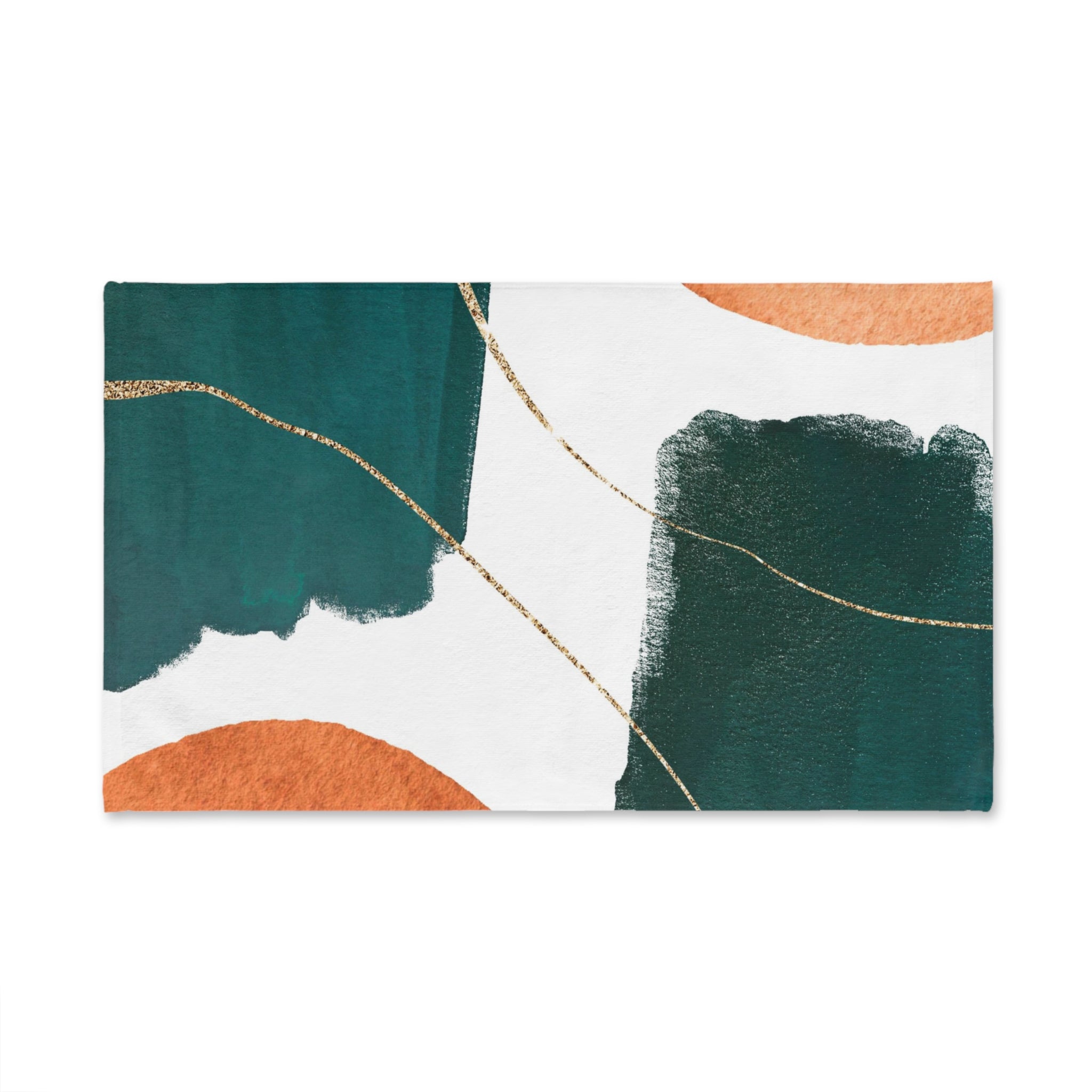 Abstract Kitchen, Bath Hand Towel | Black Gold Leaves