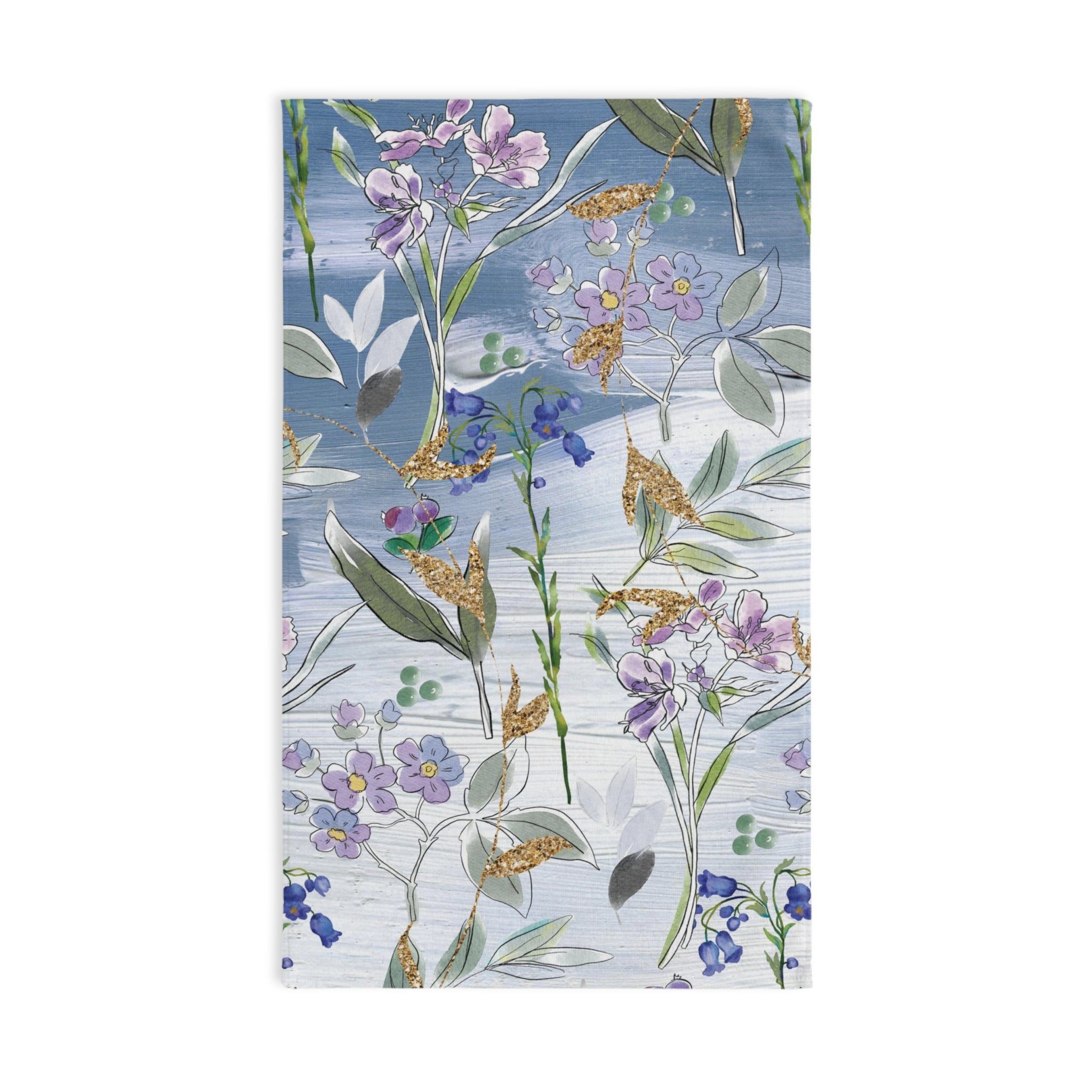 Boho Kitchen, Bath Hand Towel | Blue Lavender, Green Floral