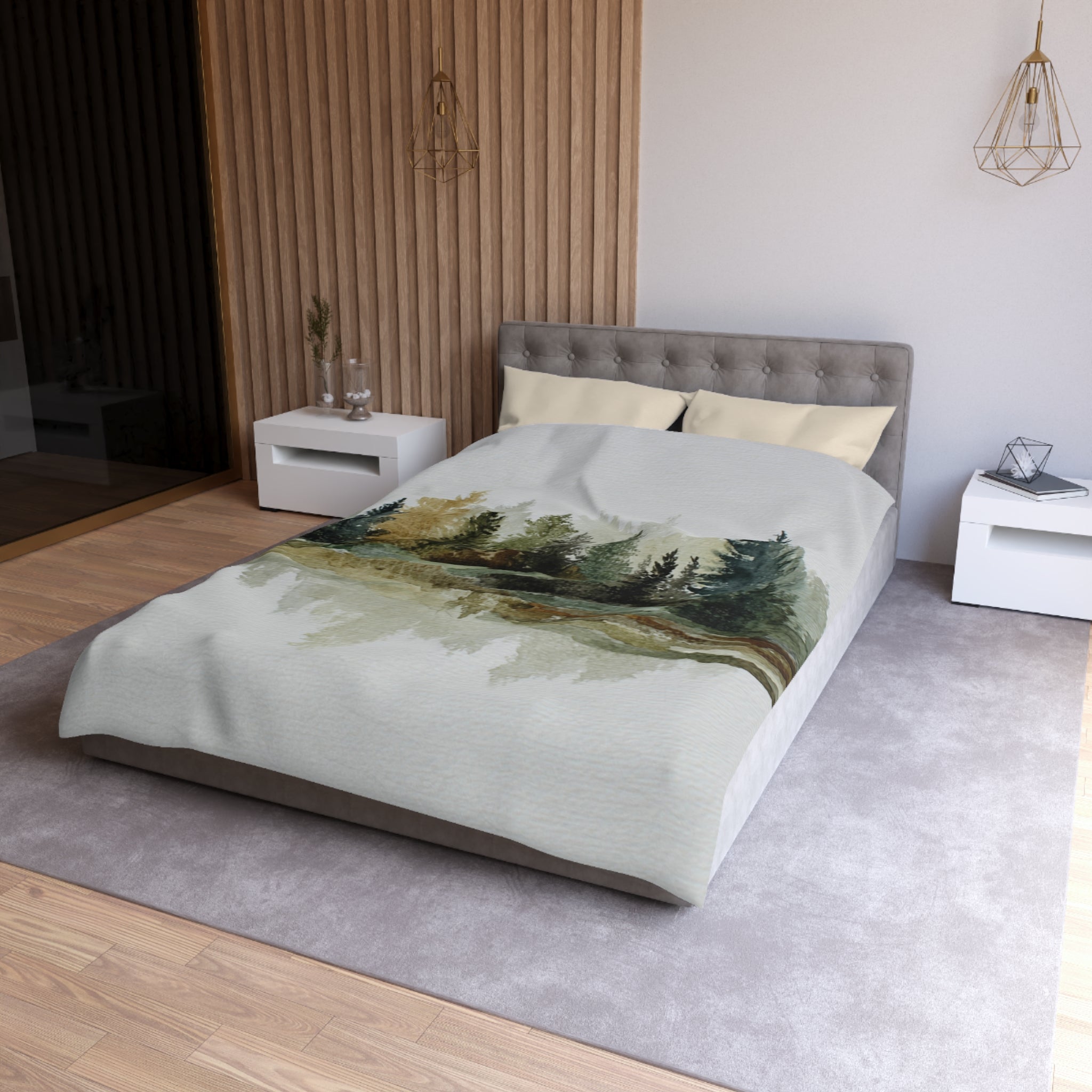 Nature Duvet, Pillow Cover | White Green Bedroom Decor
