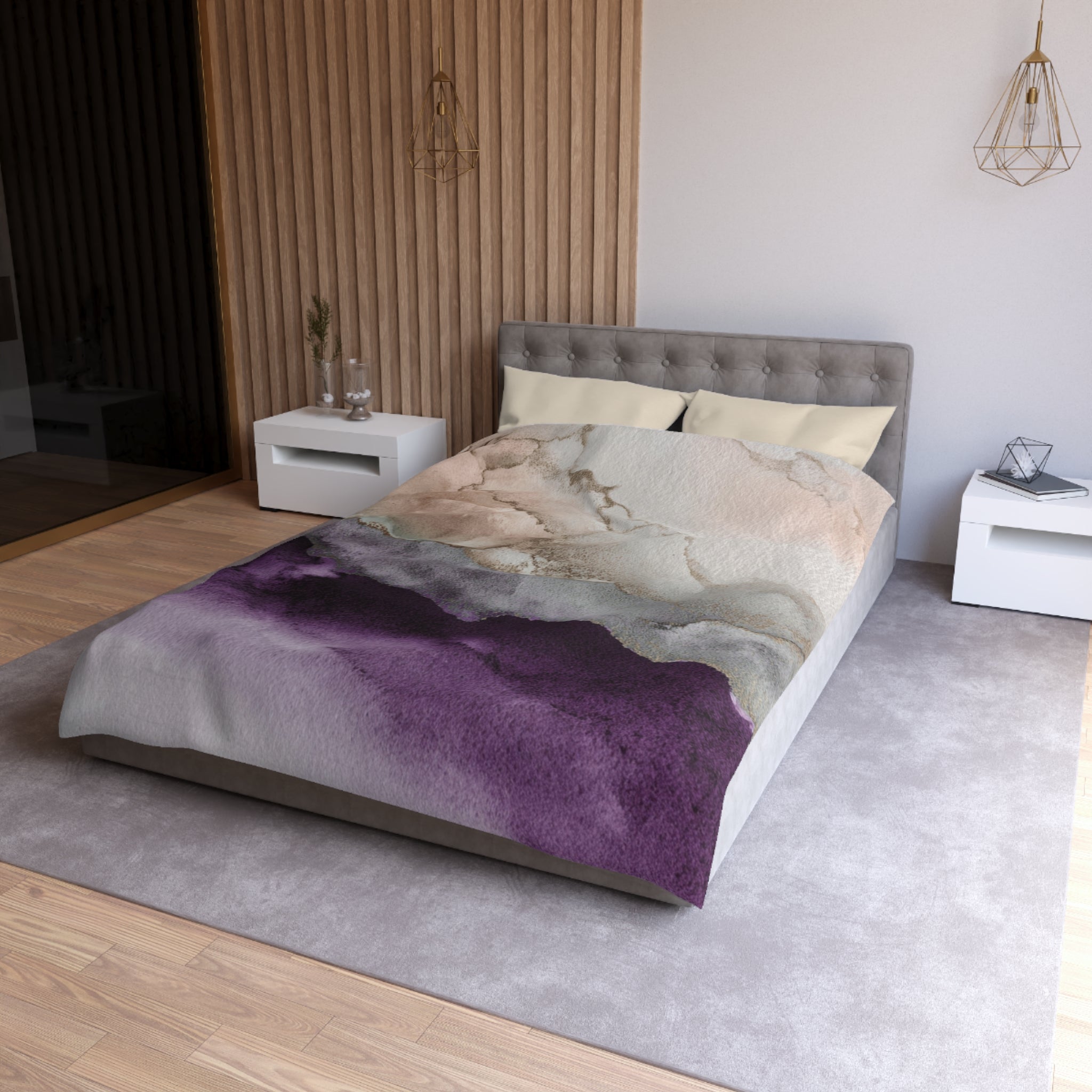 Ombre Duvet, Pillow Cover | Purple Beige Bedroom Decor