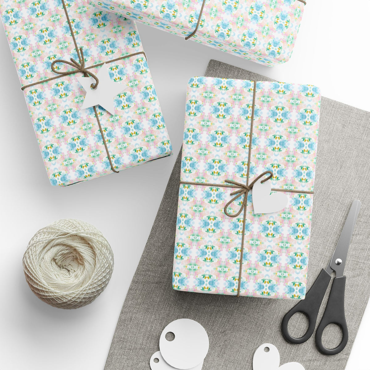 Pastel Pink Blue Mint Watercolor Wrapping Paper, Gift Wrap