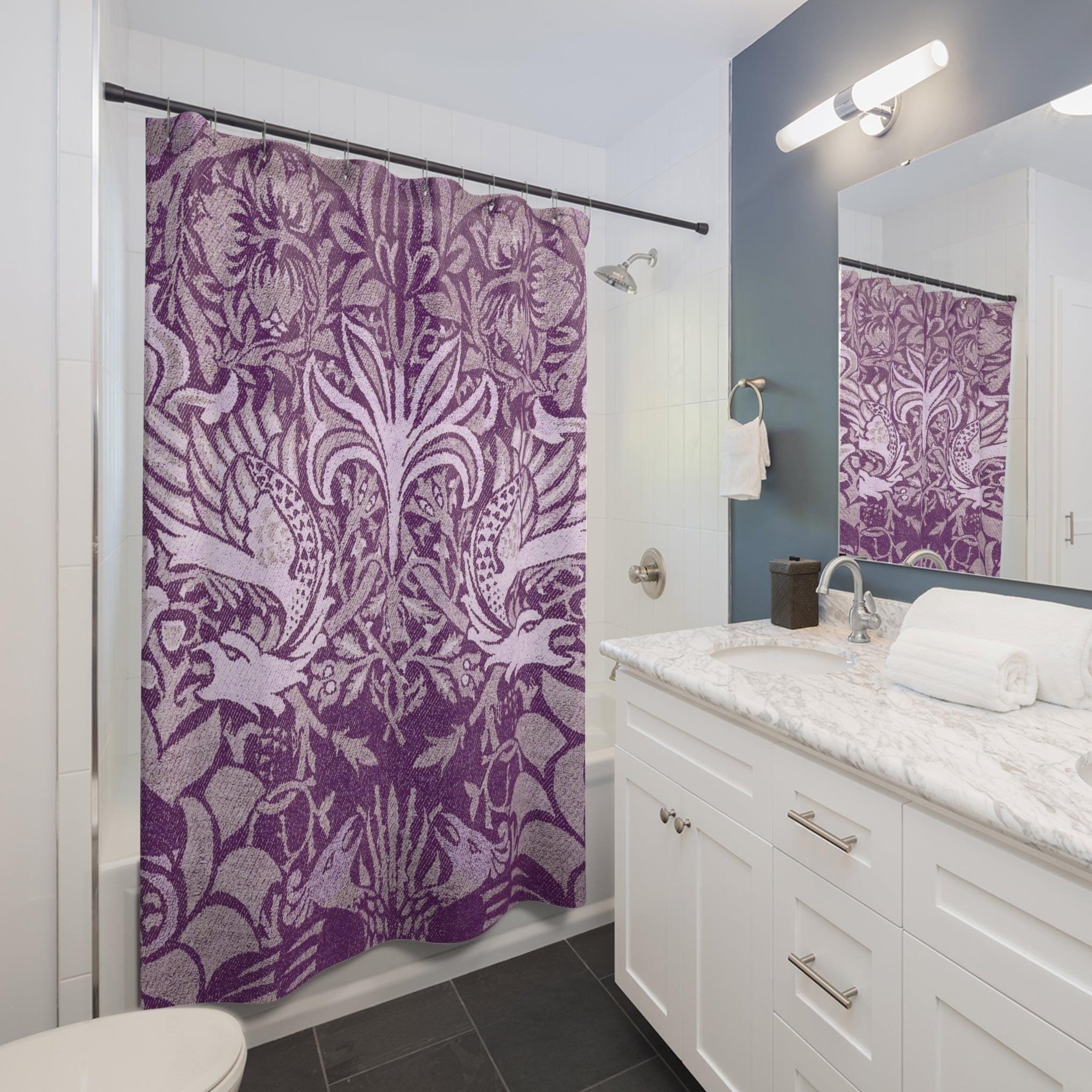 Boho Shower Curtain | Vintage Purple William Morris Inspired