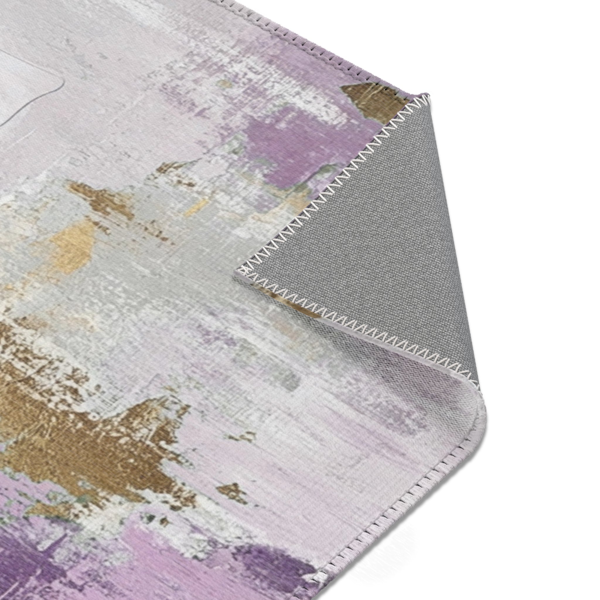 Rustic Abstract Area Rug | Lavender Purple Grey Watercolor Artsy Rug