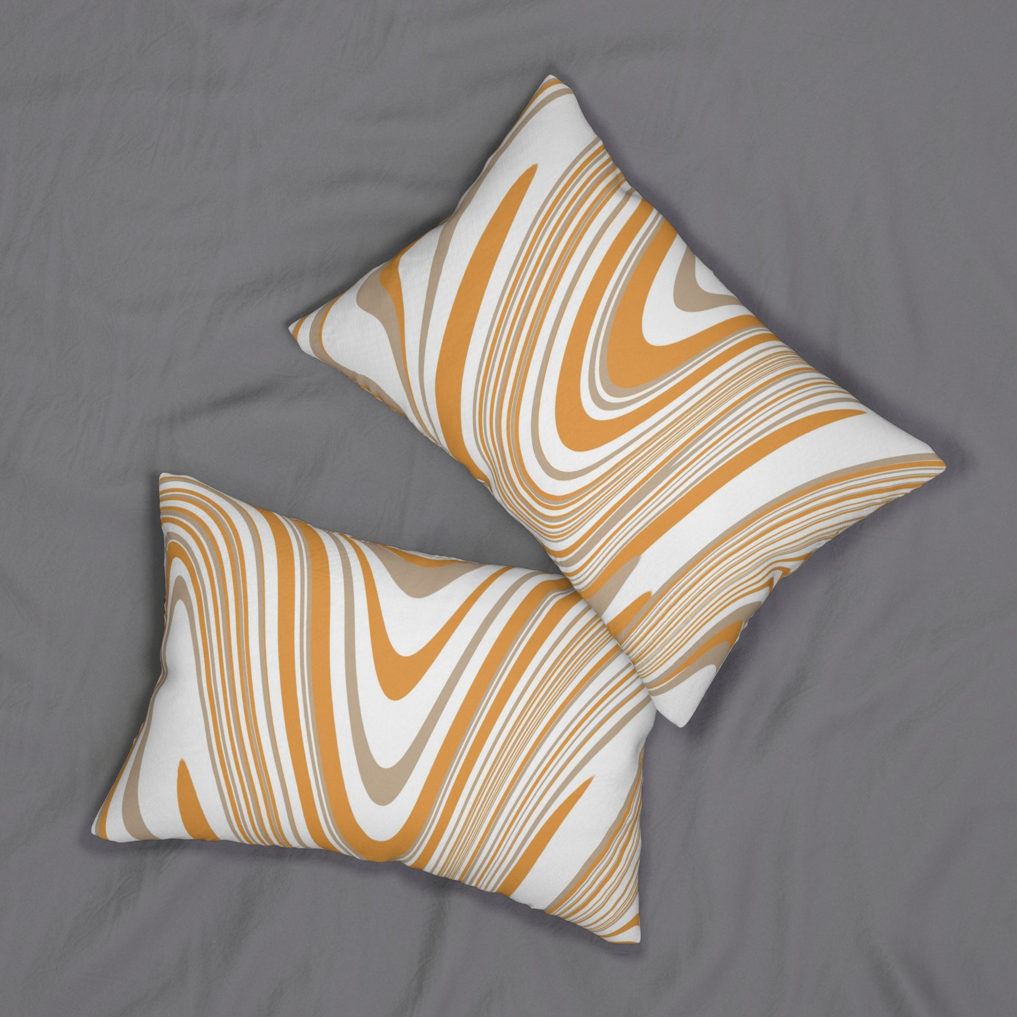 Abstract Lumbar Pillow | Orange Beige White