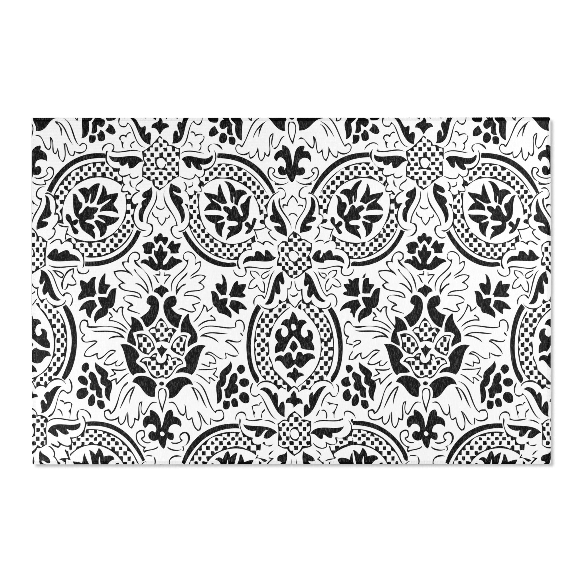 Moroccan Area Rug | Black White, Art Deco, Nouveau