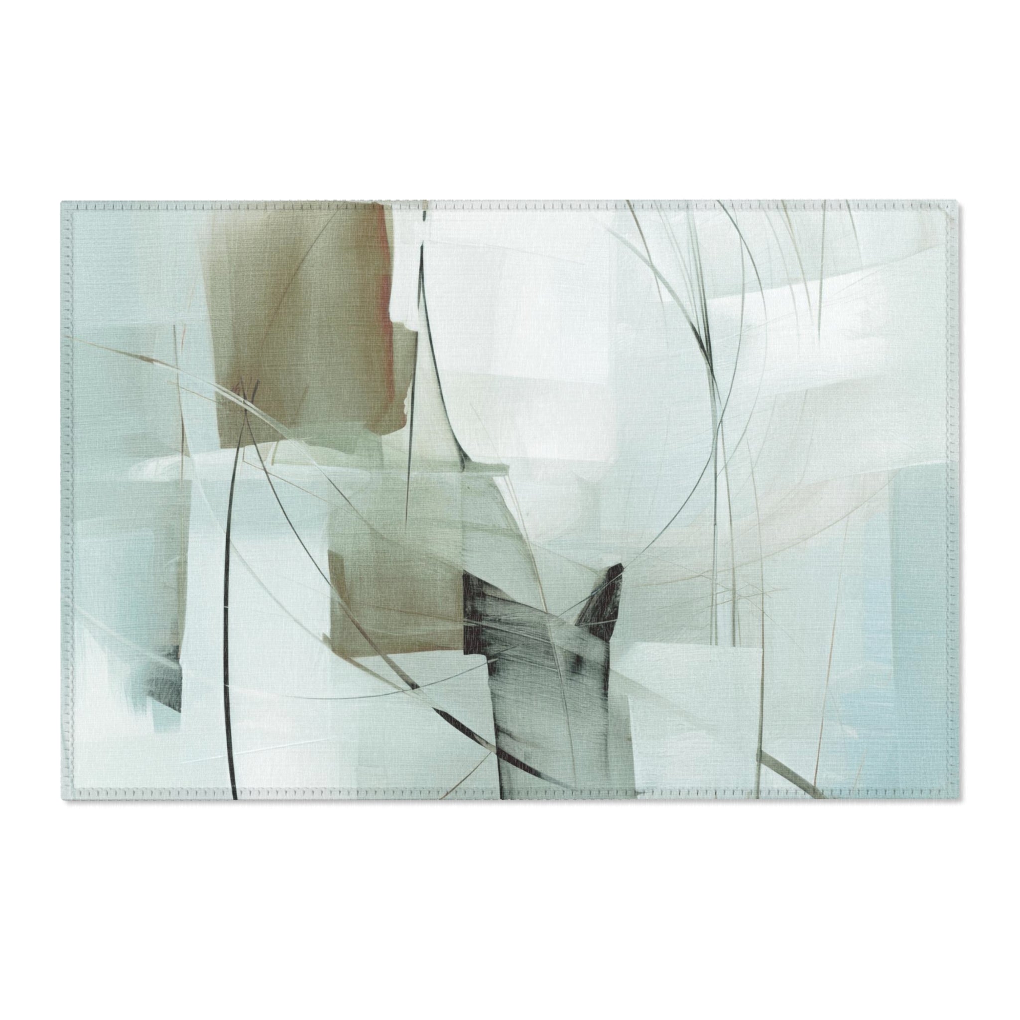 Modern Area Rug | Abstract Pastel Pale Blue, Grey