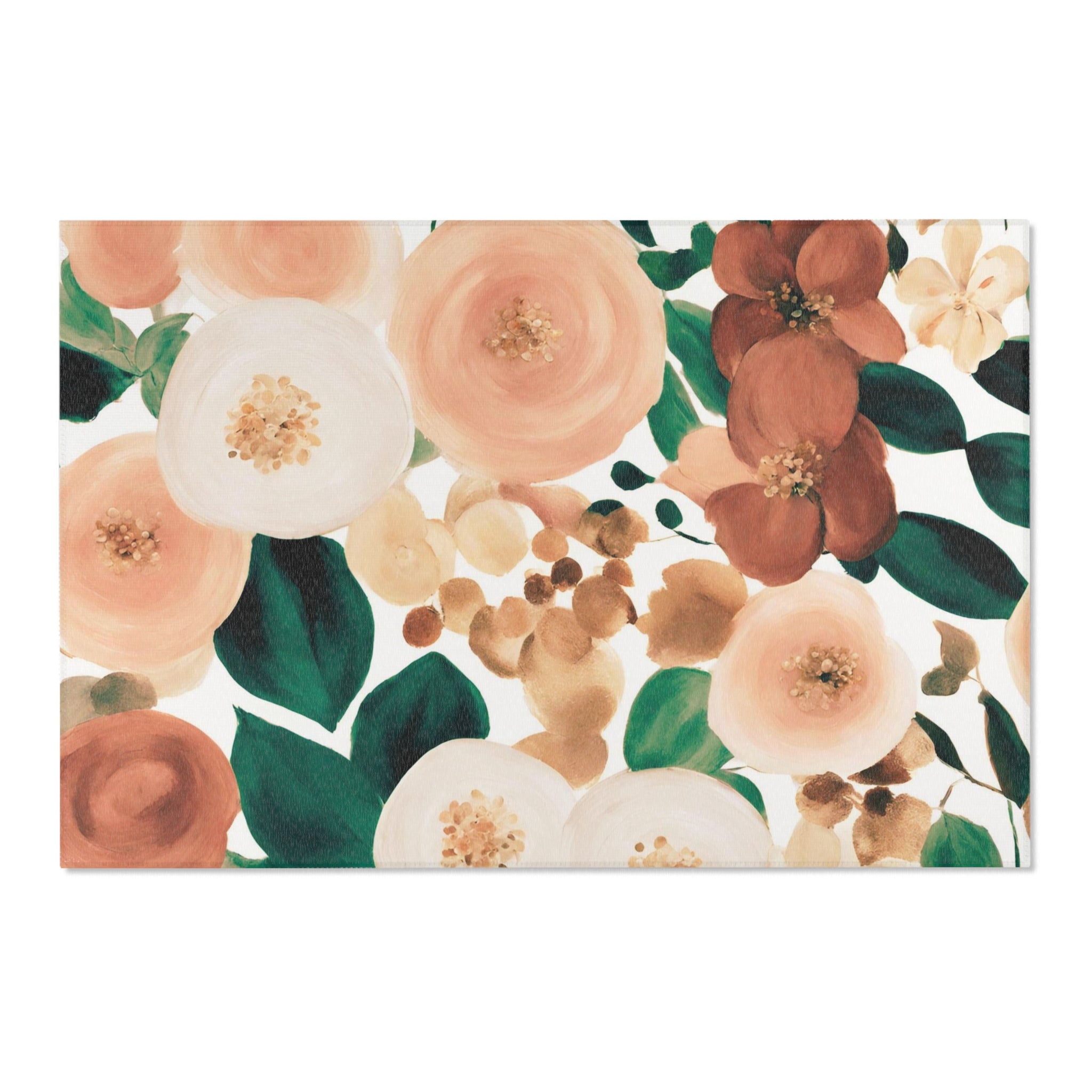 Floral Area Rug | Modern Rug, Beige Burnt Orange Green