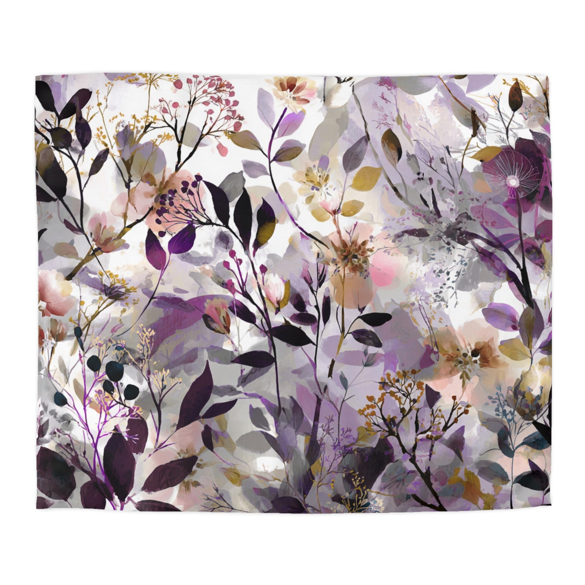 Floral Duvet, Pillow Cover | Purple Beige Bedroom Decor