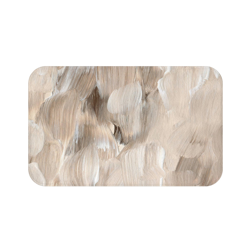 Abstract Bath, Kitchen Floor Mat | Beige Brown Taupe Ombre Paint Print