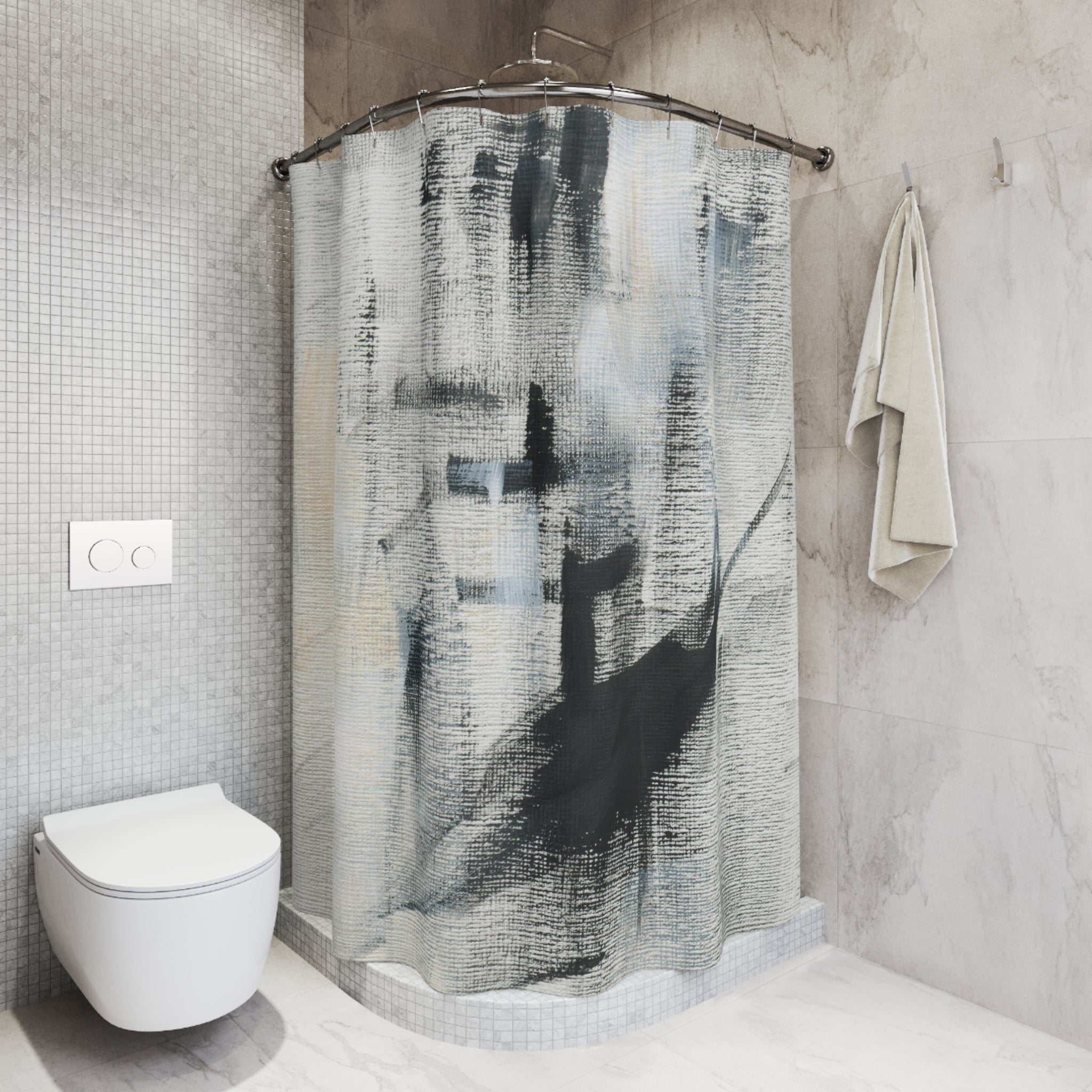 Abstract Shower Curtain | Grey Brushed