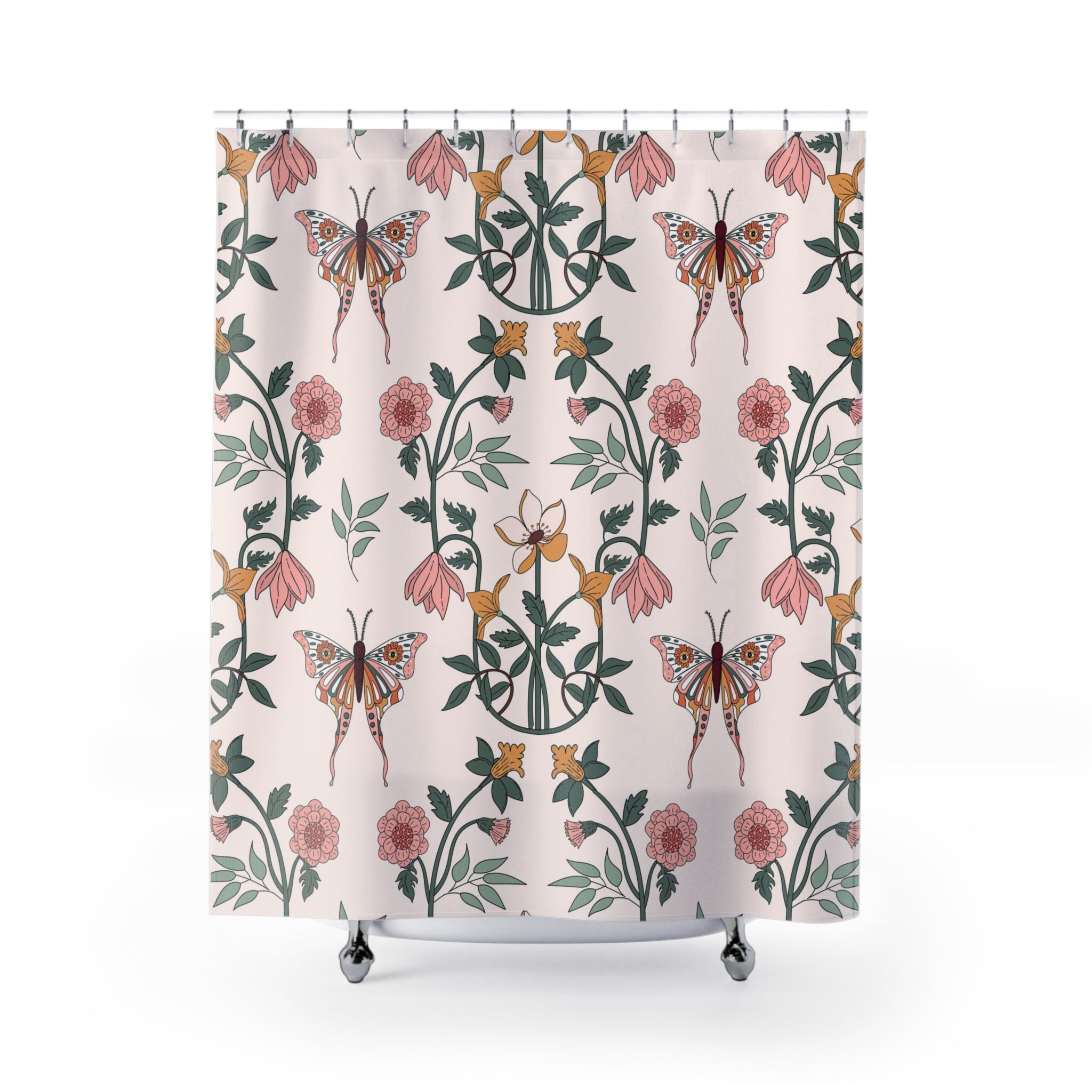 modern boho fabric shower curtain