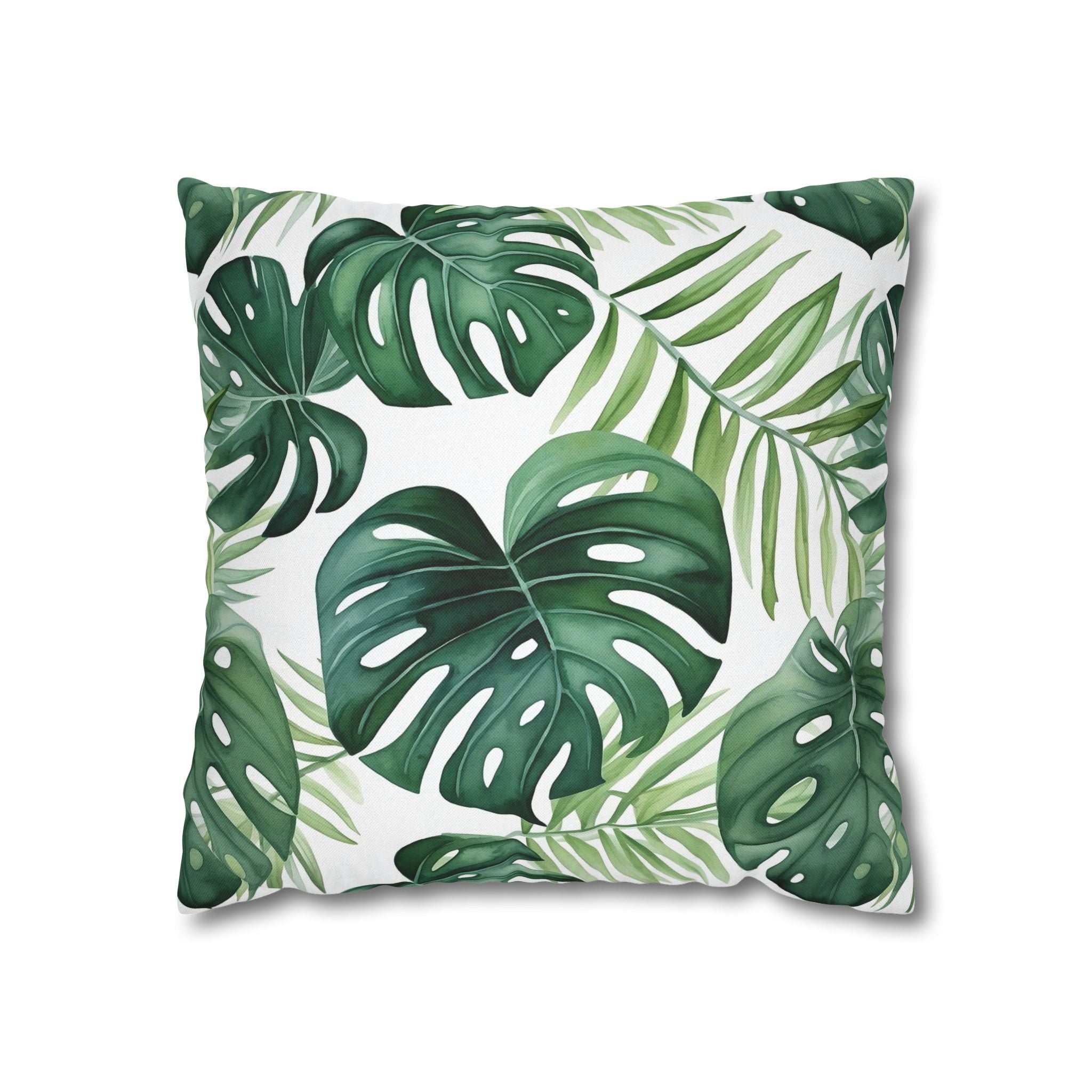 Green Monsteral Jungle Pillow Cover | Floral Pillowcase