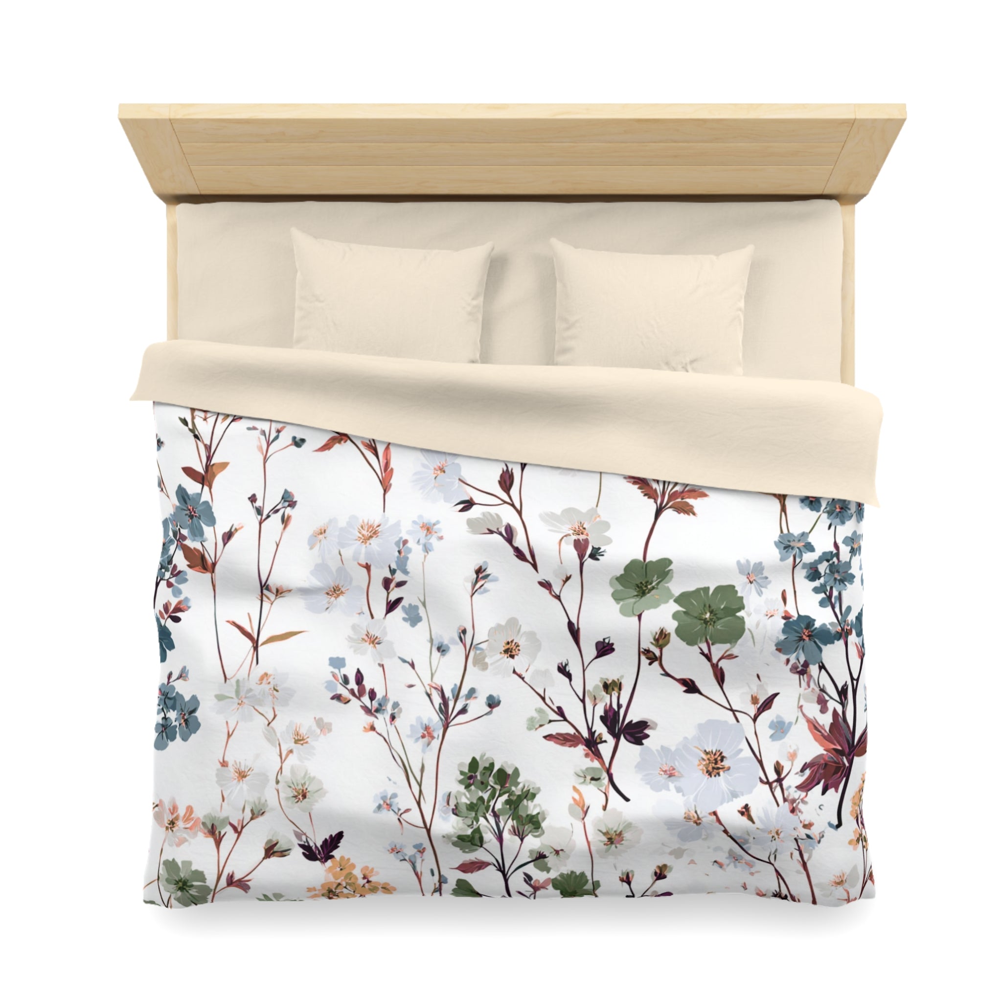 Floral Modern Duvet, Pillow Cover | White Pink Bedroom Decor