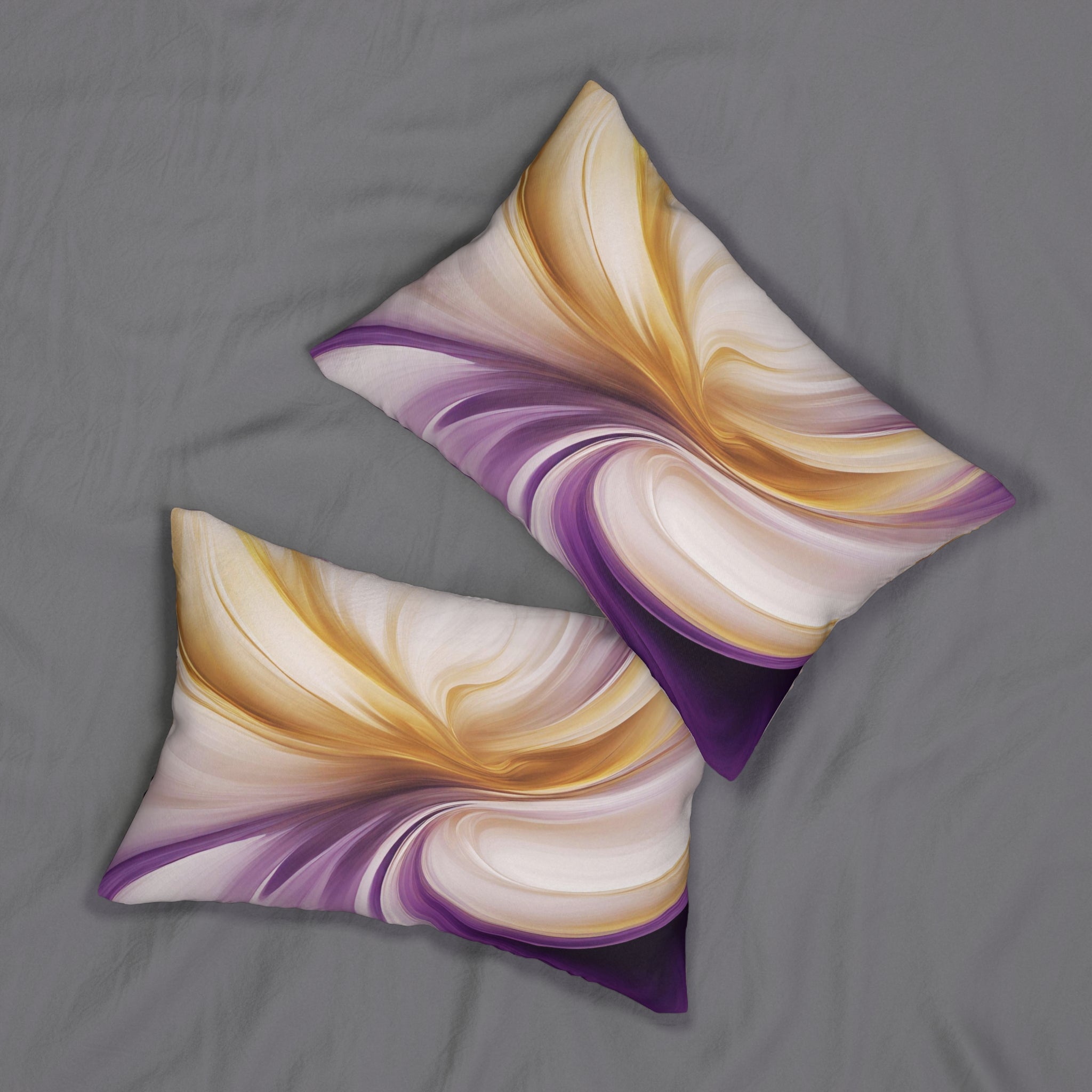 Abstract Lumbar Pillow | Beige, Purple White