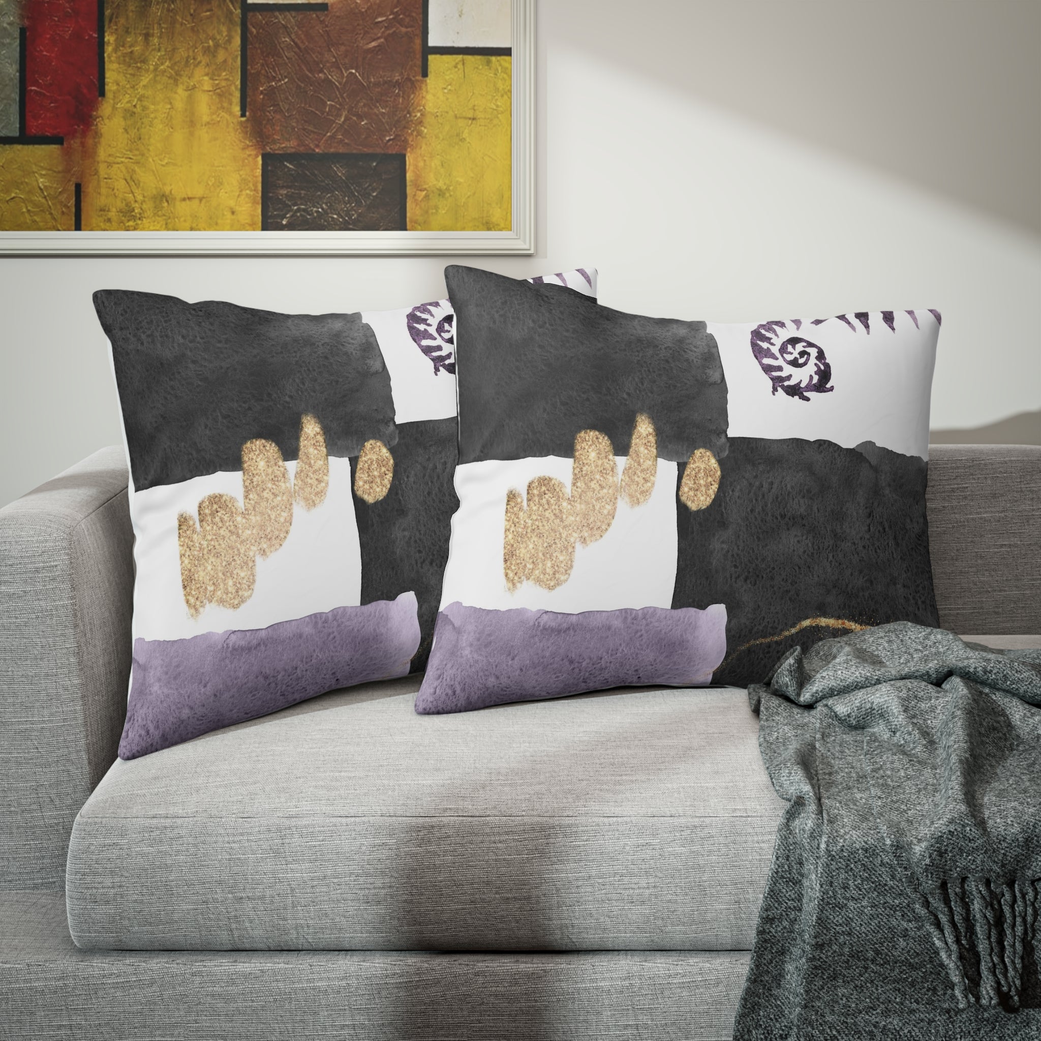 Bedding Pillow Sham | White Black Lavender Purple