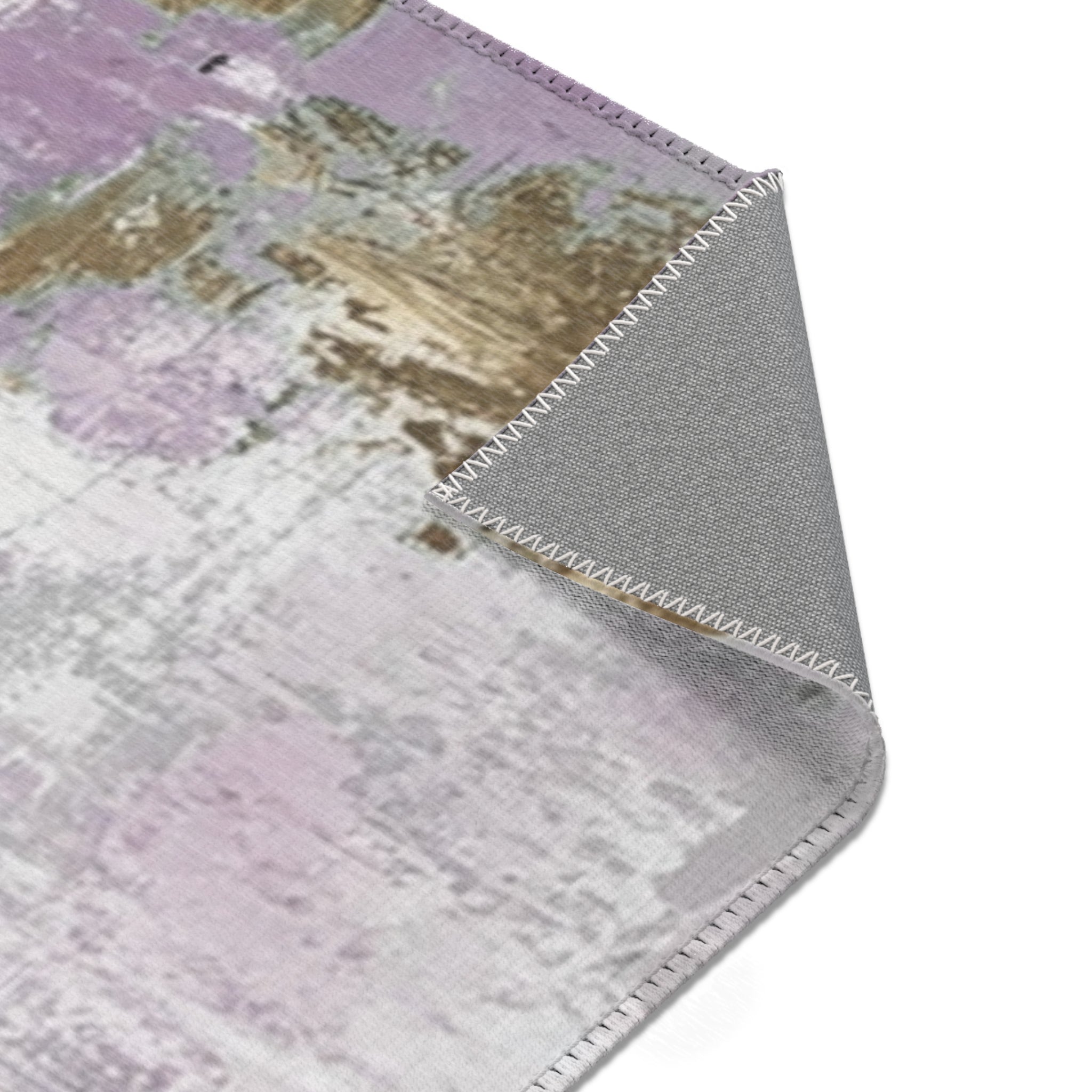 Rustic Abstract Area Rug | Lavender Purple Grey Watercolor Artsy Rug