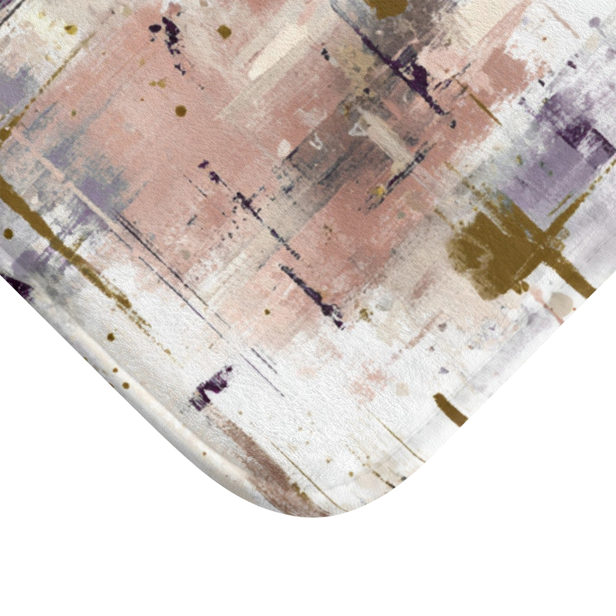 Plum Blush Brushstroke Abstract Bath Mat, Modern Bathroom Rug