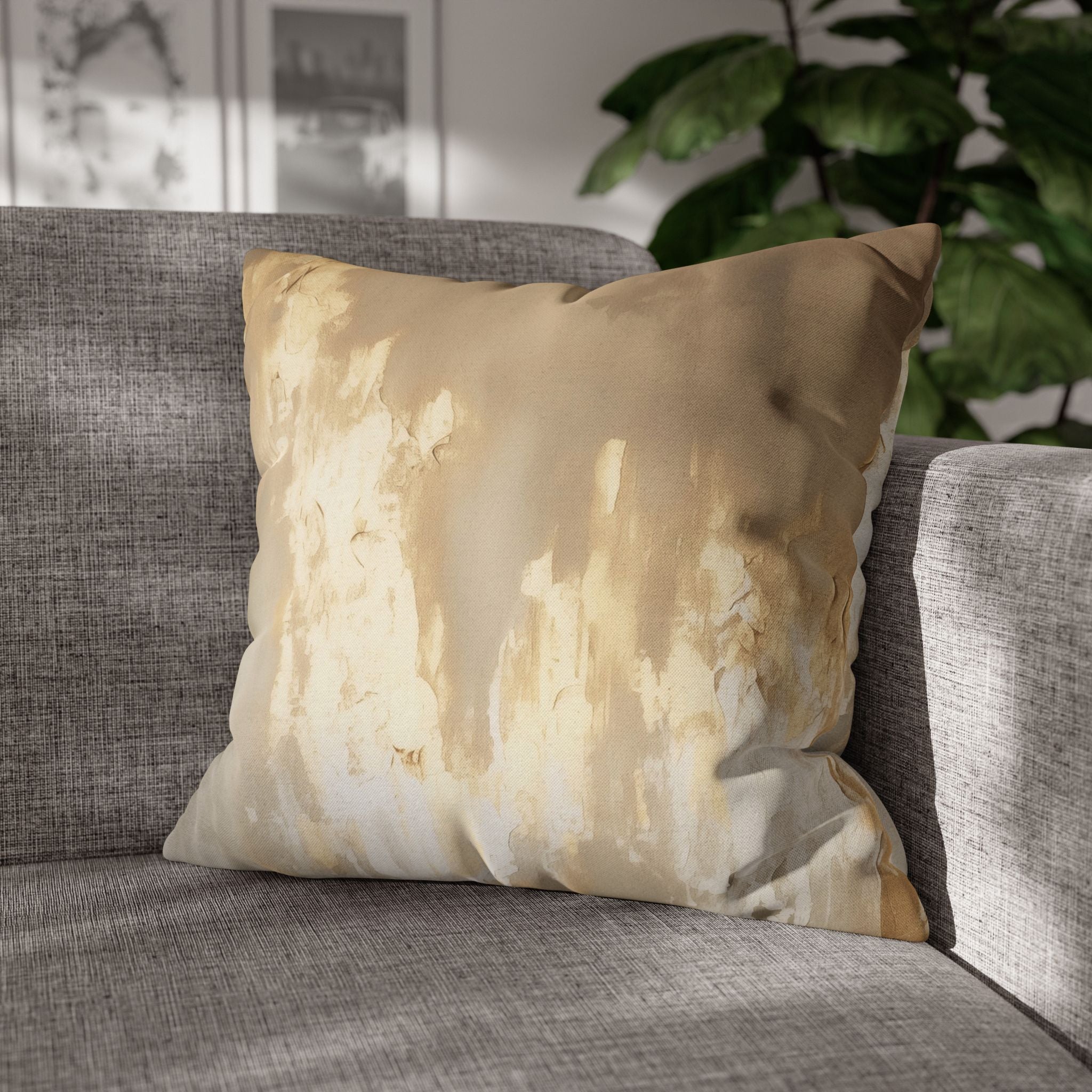 Abstract Pillow Cover | Beige Muted Gold Ombre