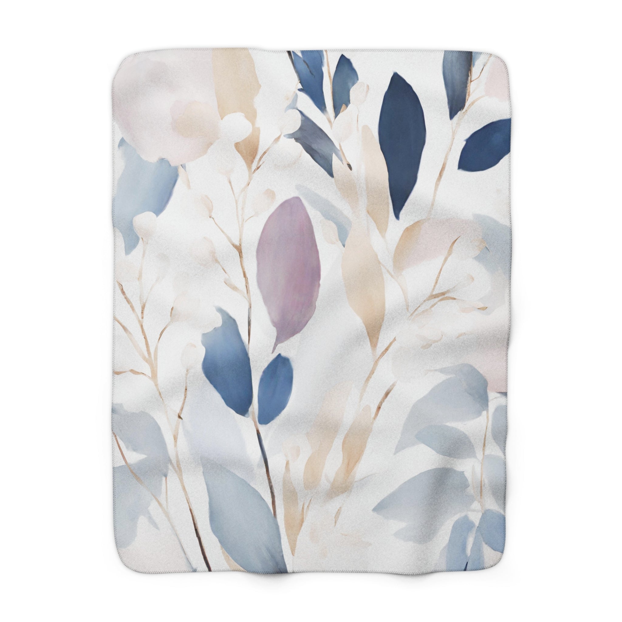 Floral Throw Blanket | White Blue, Lavender Beige