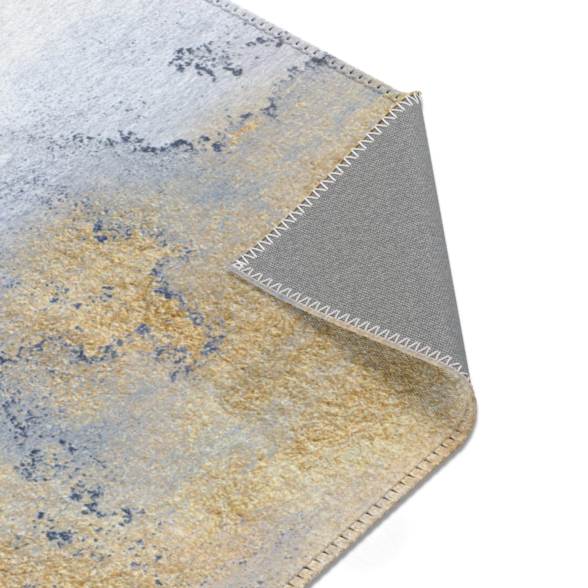 Abstract Colorful Area Rug | Blue Beige White Ombre Rug