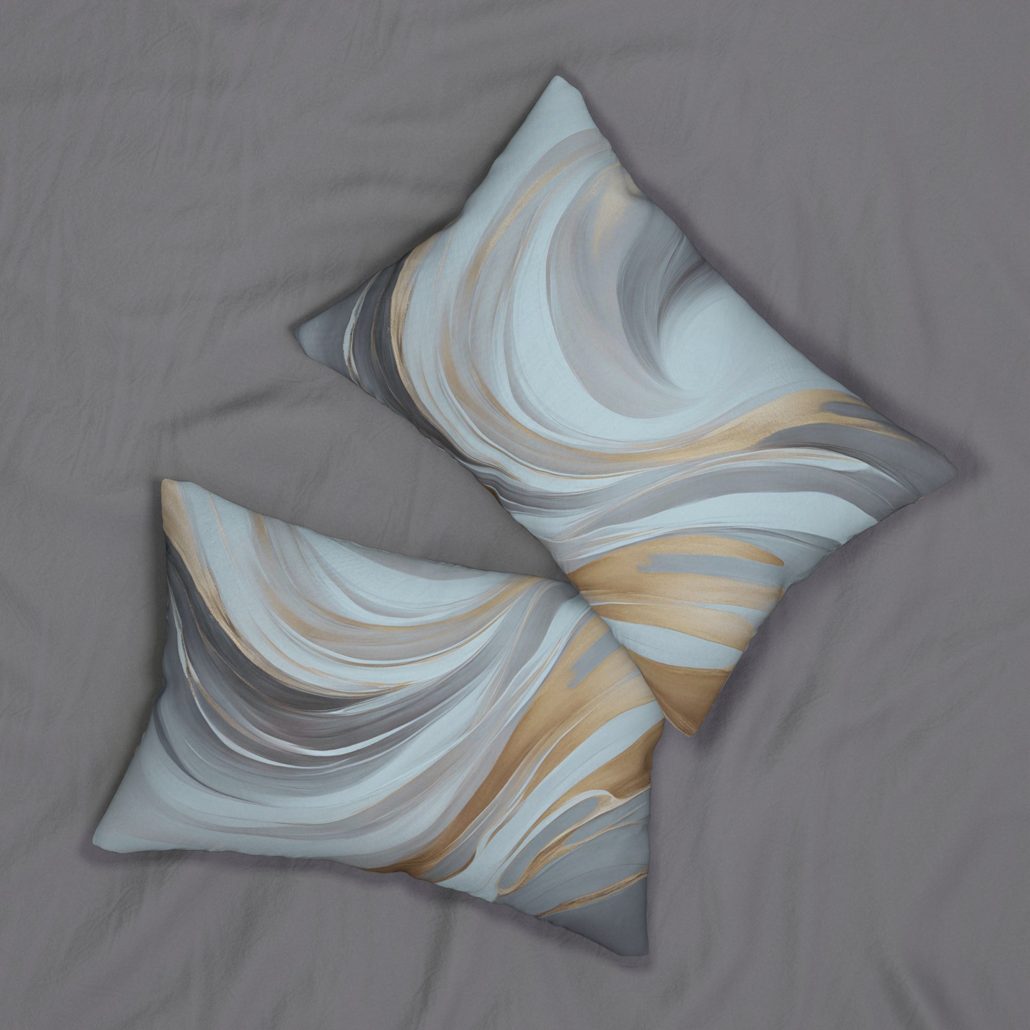 Abstract Lumbar Pillow | Pale Blue, Grey Beige