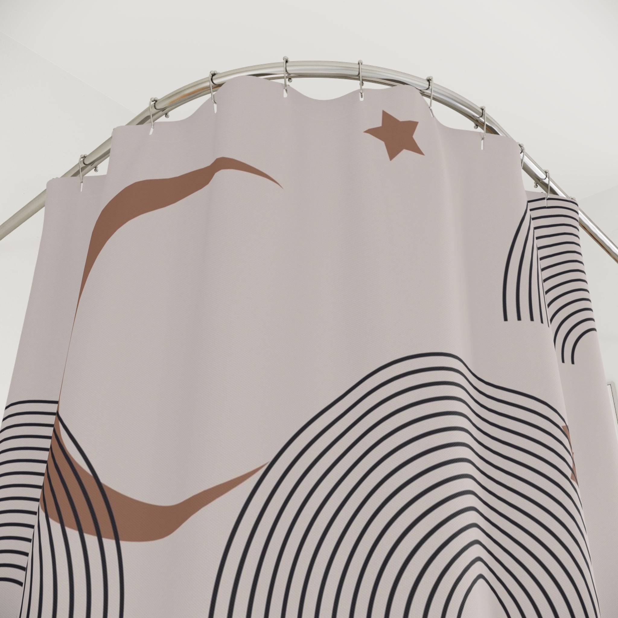 Boho Shower Curtain | Mid Century Bohemian Fabric Curtain