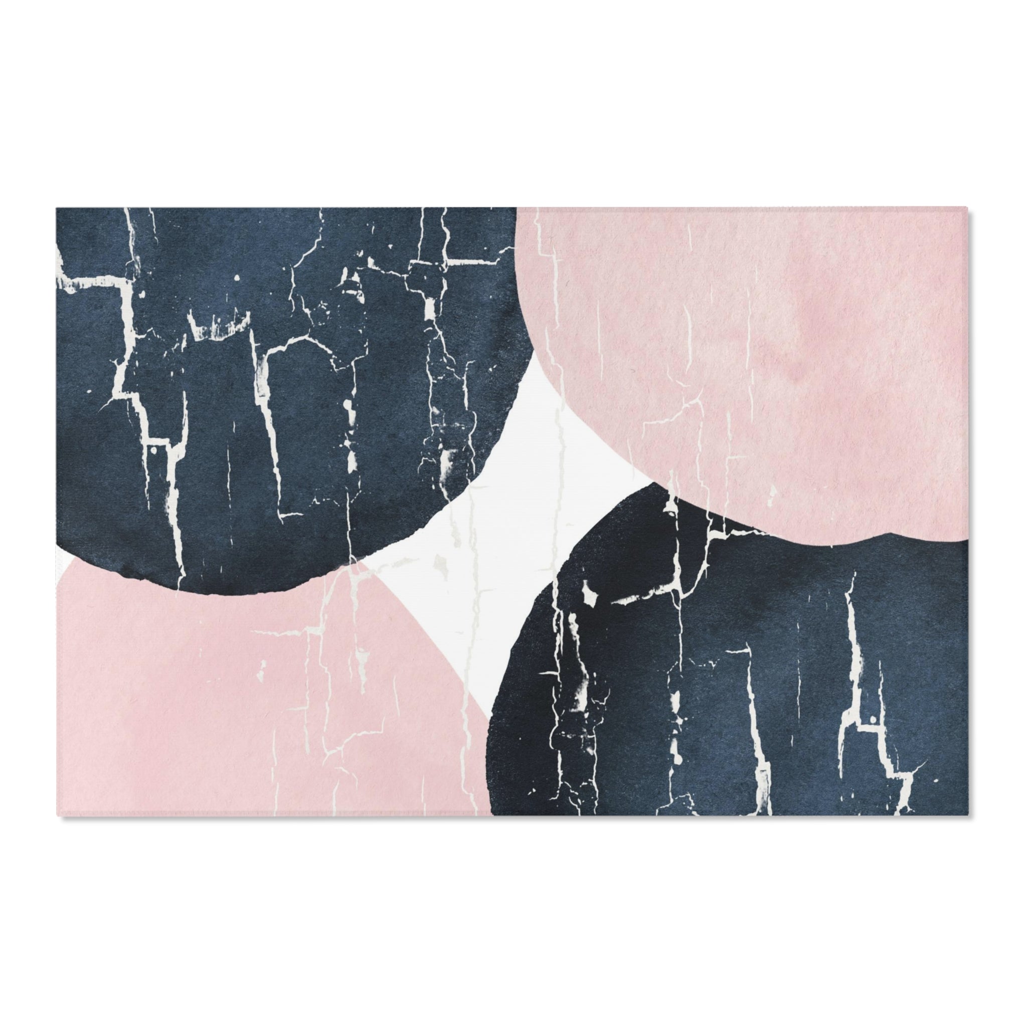 Abstract Boho Area Rug | Navy Blue, Blush Pink, White Minimalist