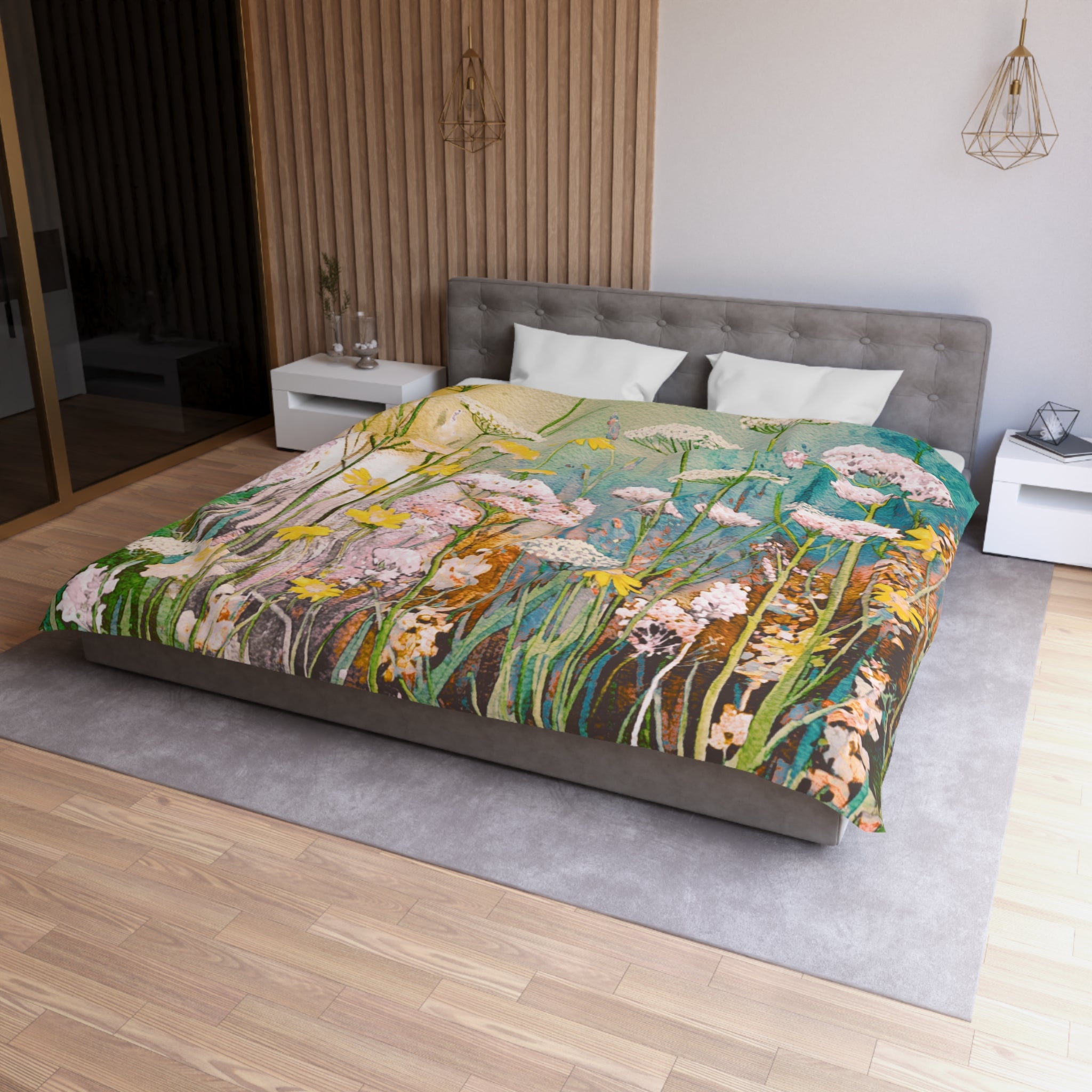 Floral Duvet, Pillow Cover | Yellow Green Bedroom Decor