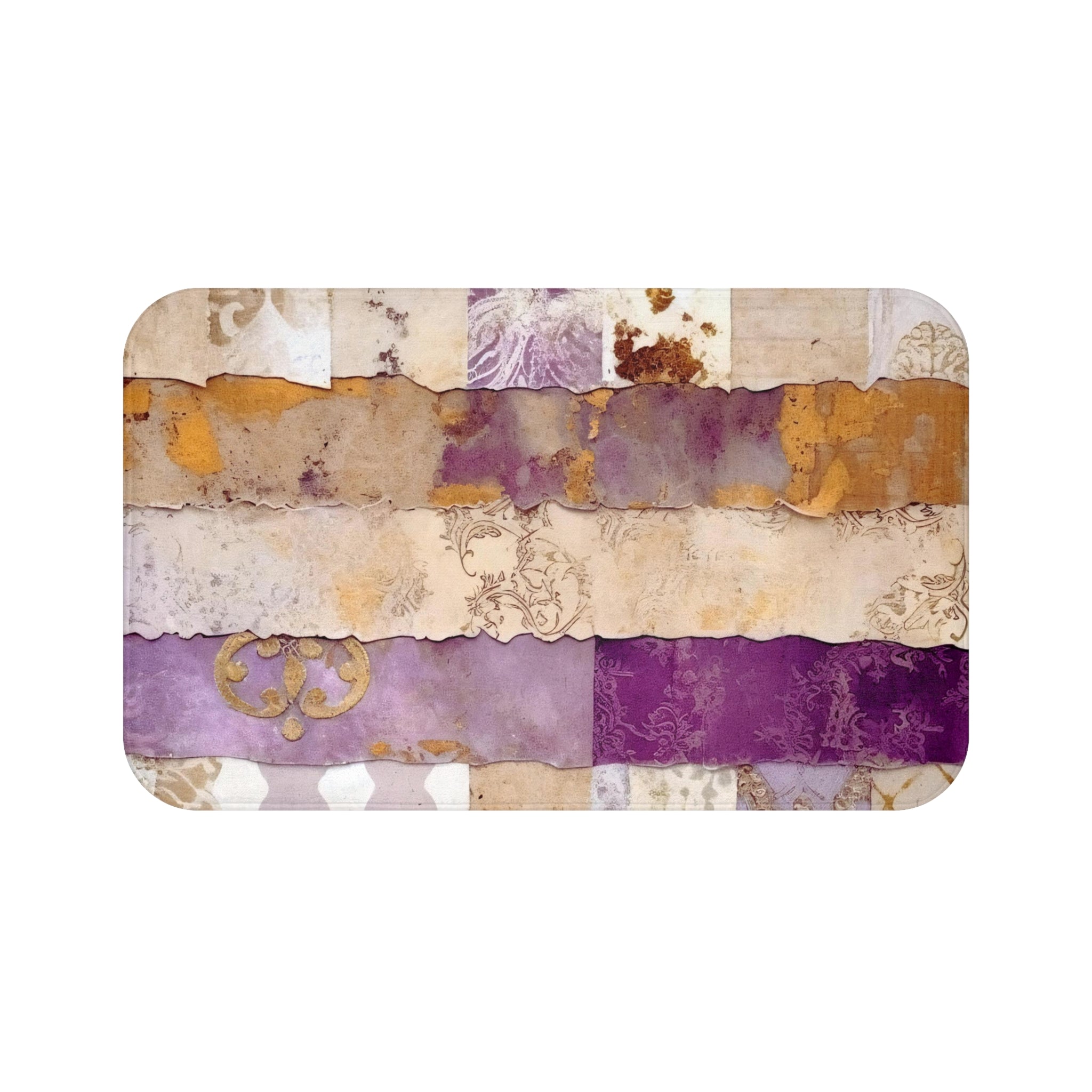 Boho Bath Mat, Kitchen | Bohemian Lilac Purple, Beige