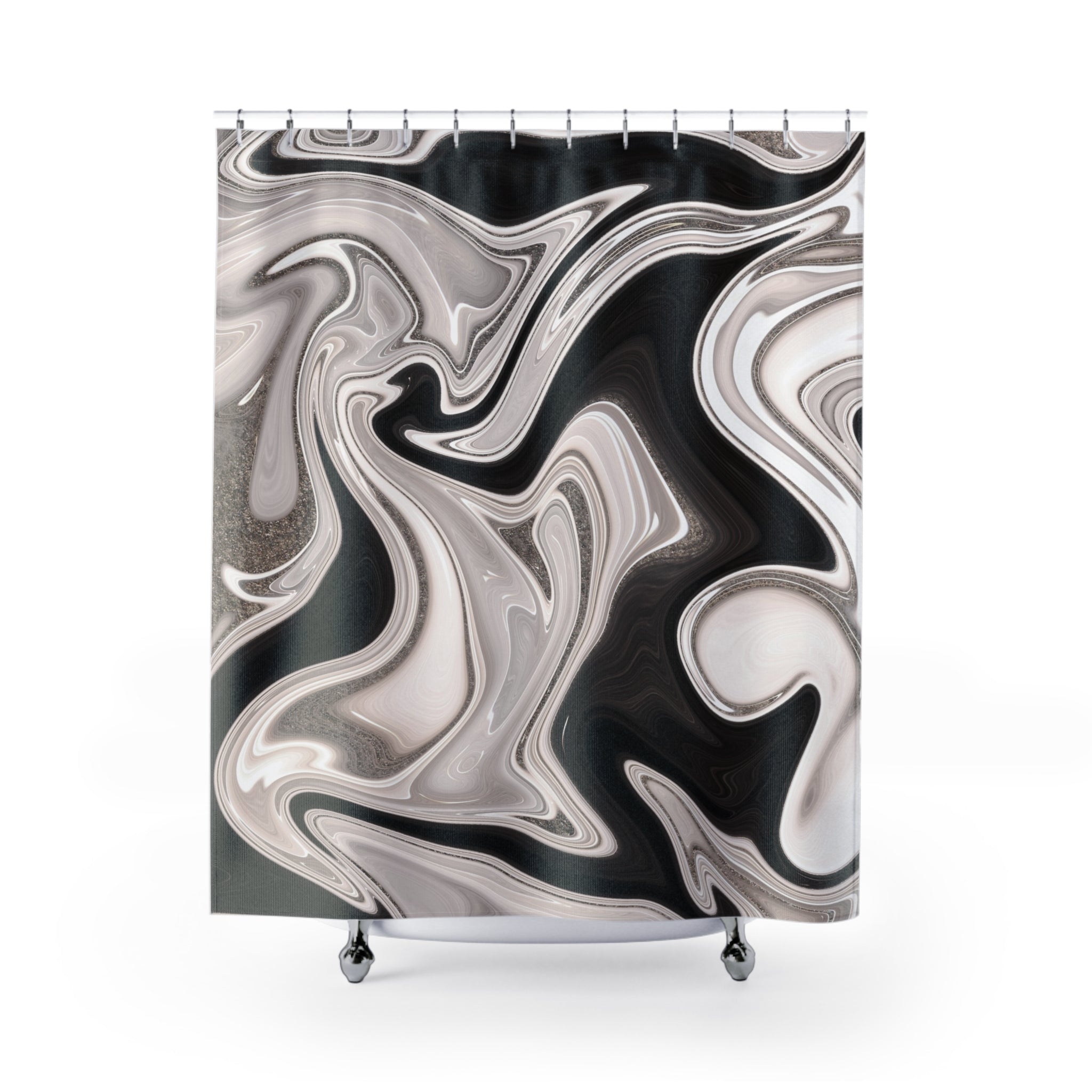 Black White Shower Curtain | Grey Marble Curtain